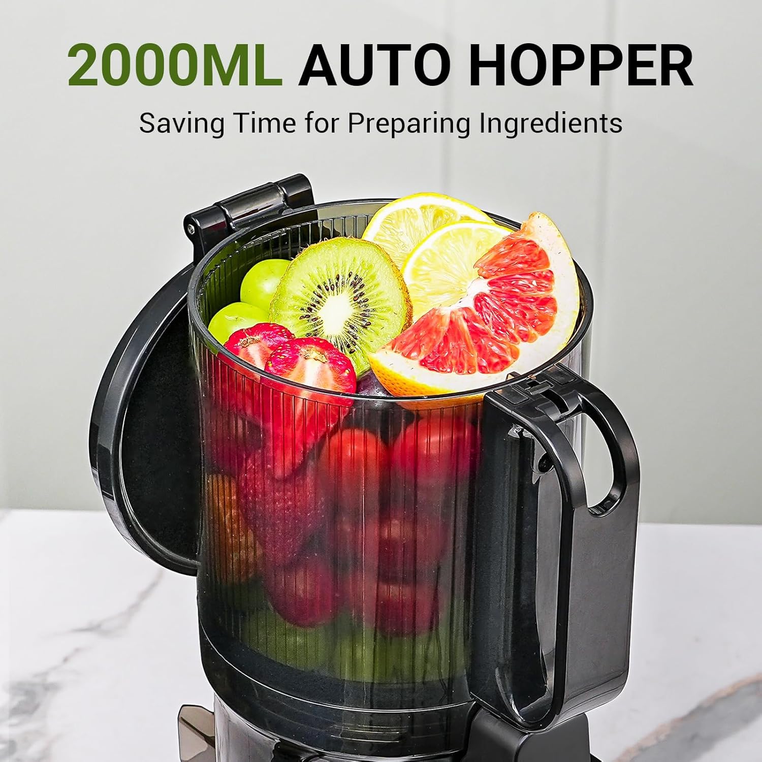 AMZCHEF – extracteur de jus masticateur à extraction lente et à extraction lente, 5,3 po, fruits entiers, machines d’extraction électrique à pression