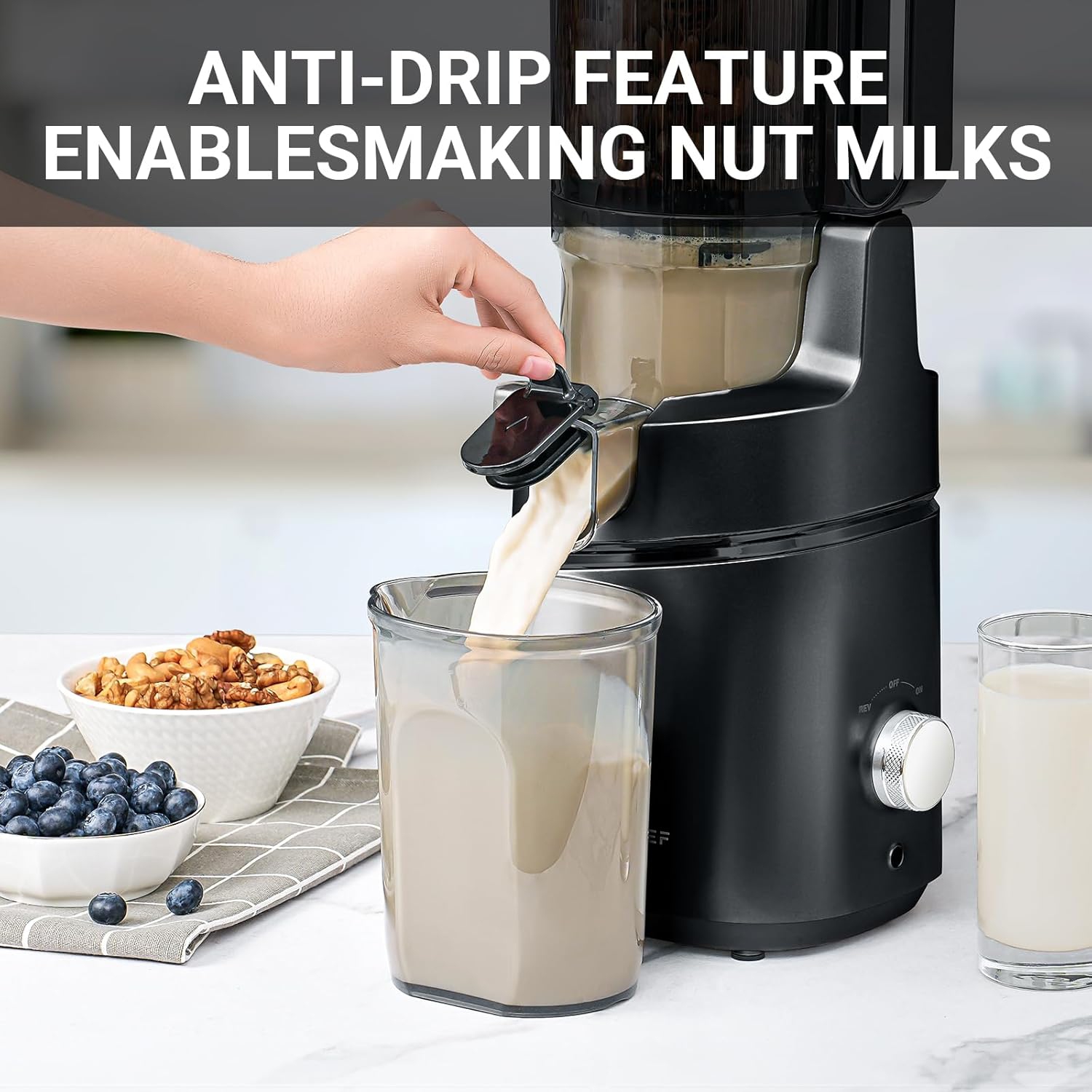 AMZCHEF – extracteur de jus masticateur à extraction lente et à extraction lente, 5,3 po, fruits entiers, machines d’extraction électrique à pression