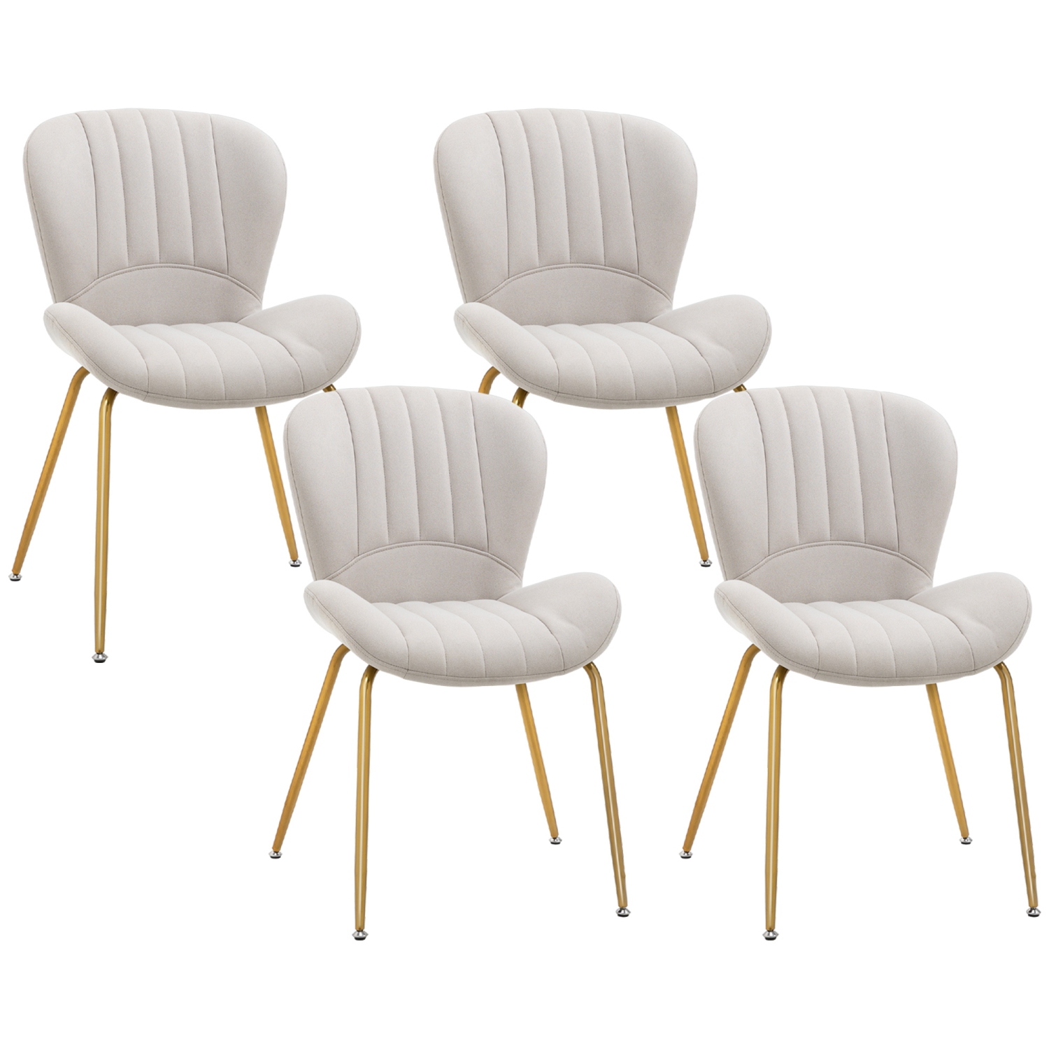 HOMCOM Upholstered Dining Chairs Set of 4, Modern Kitchen Chairs, Armless Accent Chairs with Backrest, Padded Seat and Steel Gold Legs, Cream White