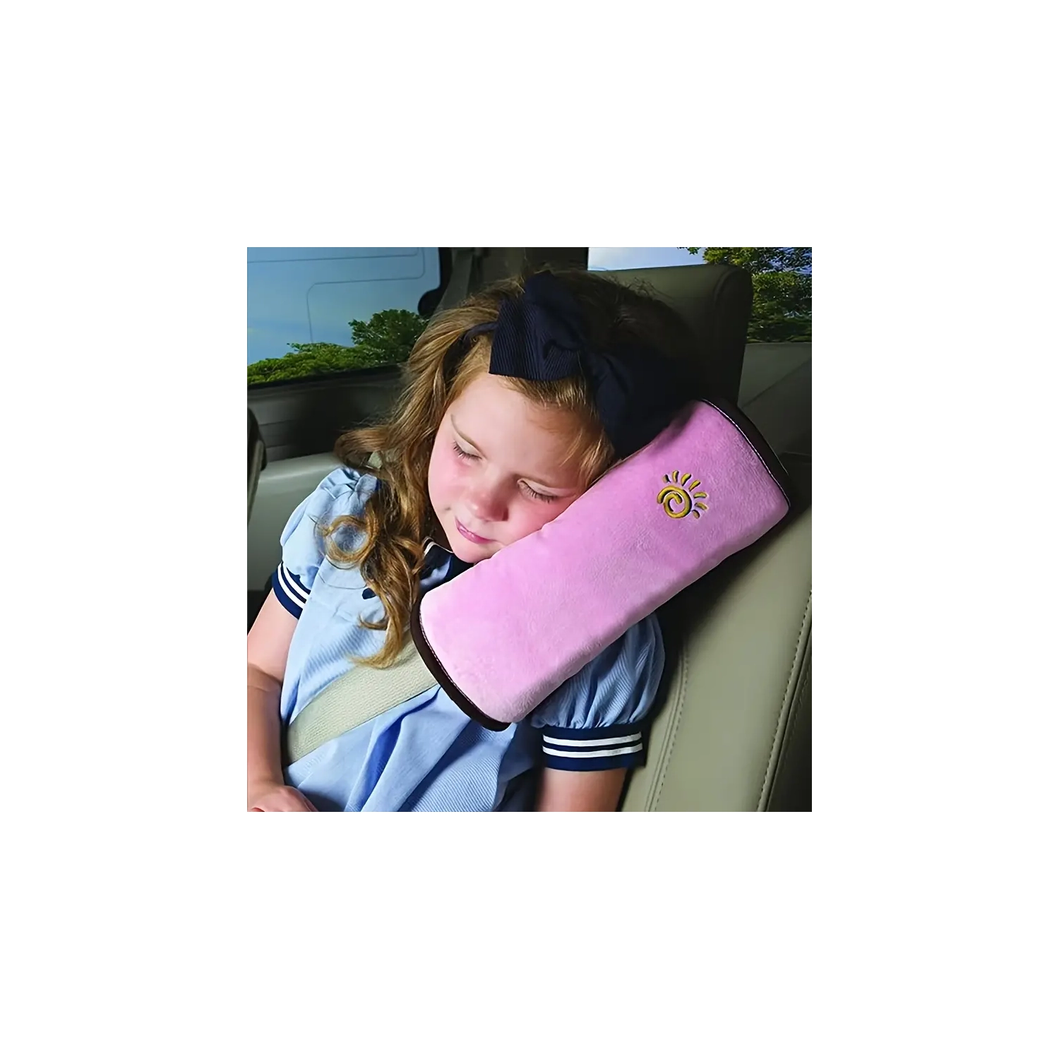 Car Seat Belt Cushion Pad for Kids - Comfortable Sleeping Travel Pillow and Neck Support, Right Side Placement, Universal Fit Safety Belt Cover for