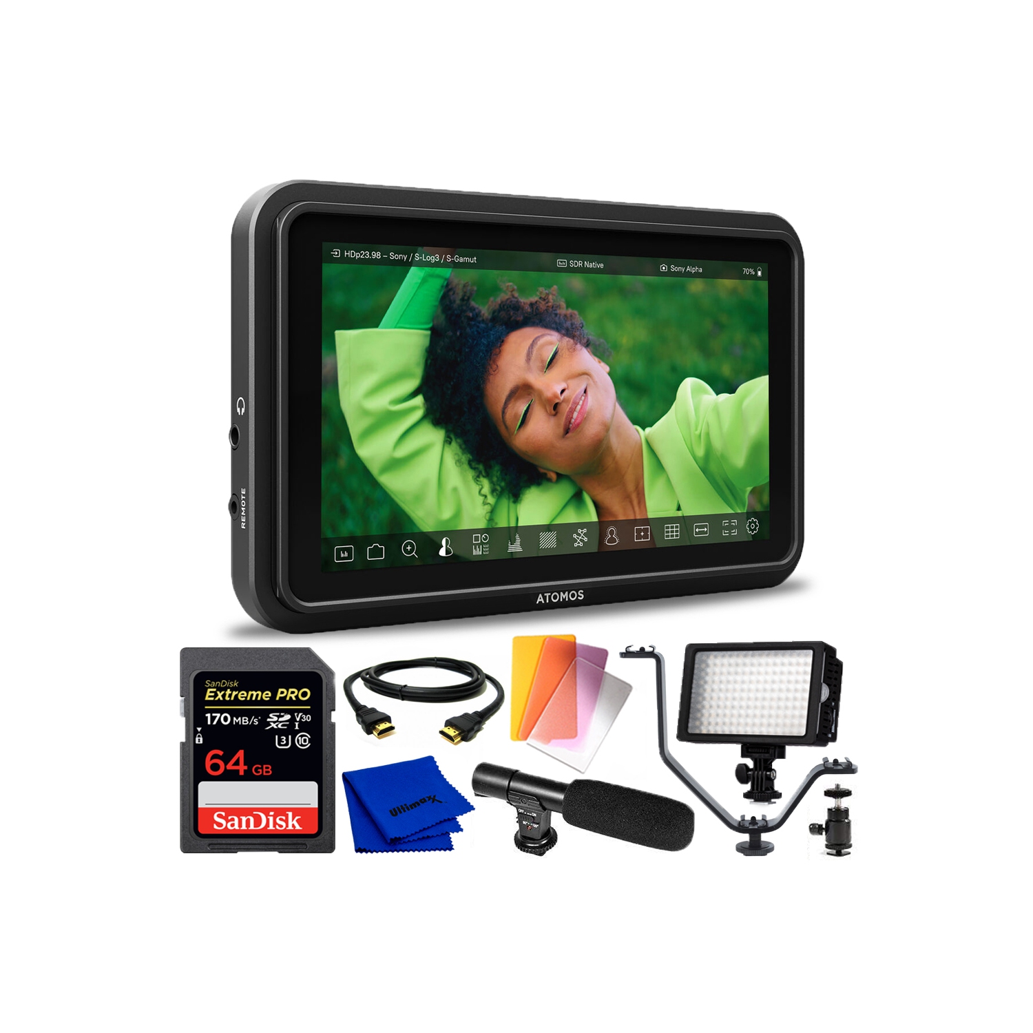 Atomos Shinobi II 5.2" HDMI HDR Monitor ATOMSHB003 - 8PC Accessory Bundle