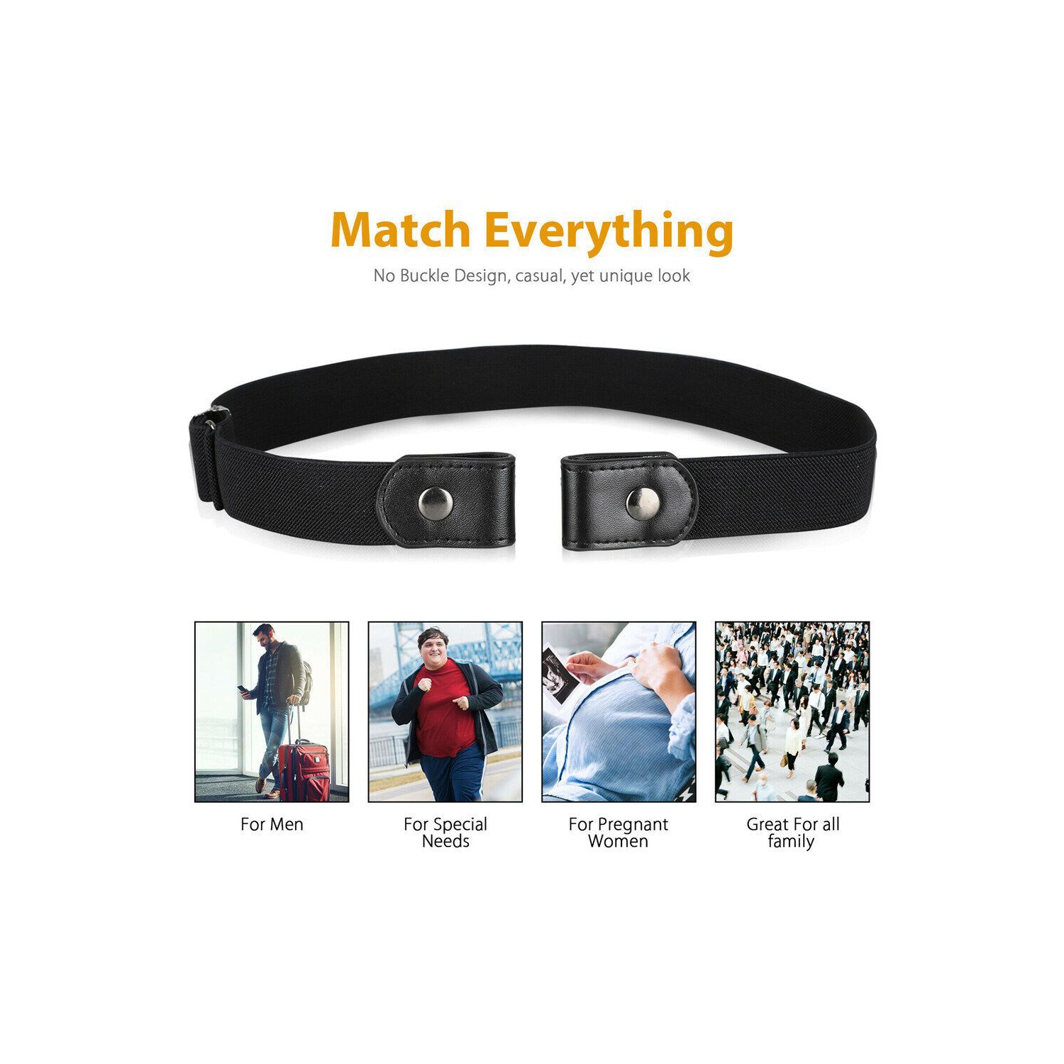 Ceinture élastique, élasticité de taille réglable pour les pantalons pour femmes et hommes, ceinture ajustable pour les pantalons de grossesse,