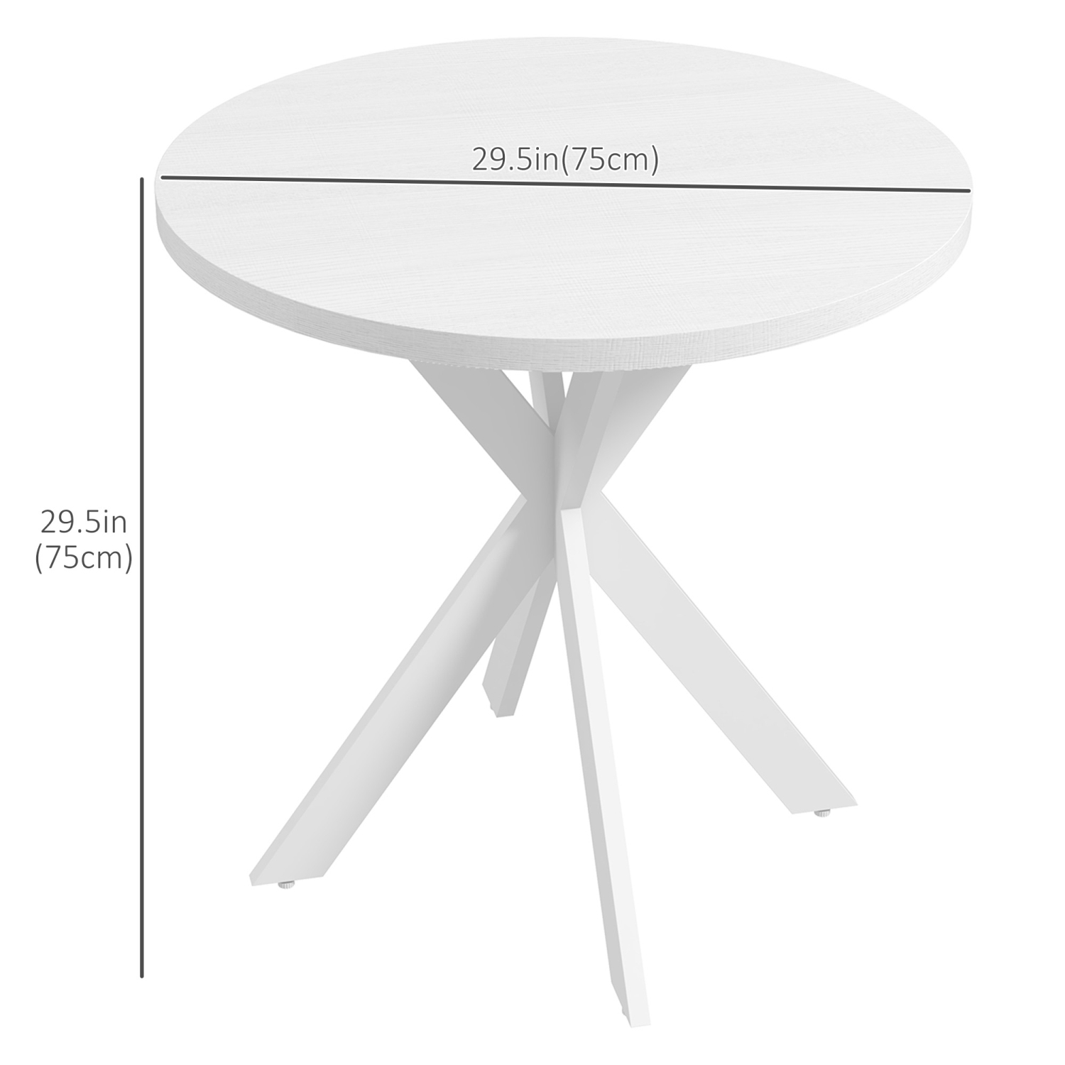 HOMCOM 29" Round Dining Table for 2-4 People, Modern Contemporary Kitchen Table with Steel Legs, White