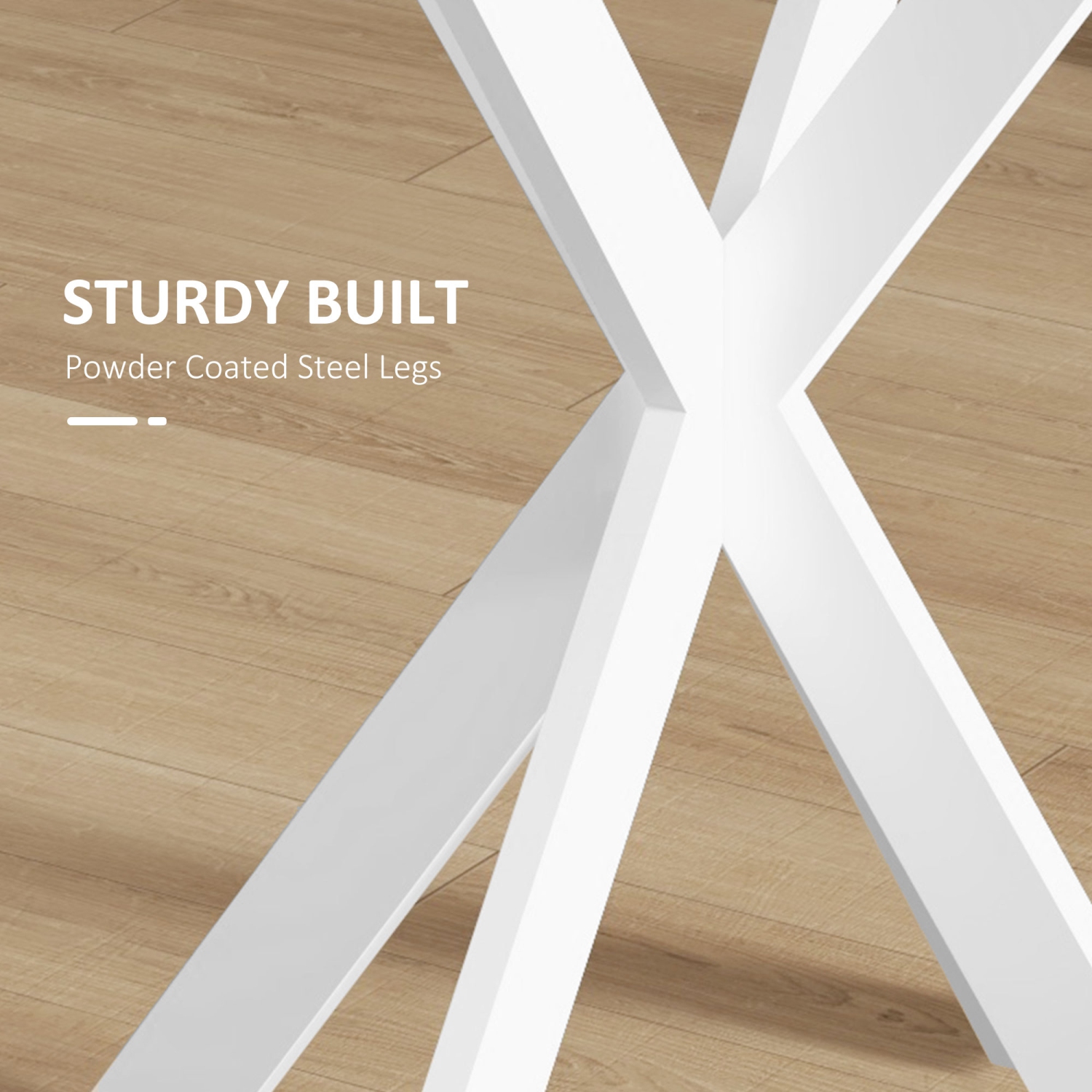 HOMCOM 29" Round Dining Table for 2-4 People, Modern Contemporary Kitchen Table with Steel Legs, White