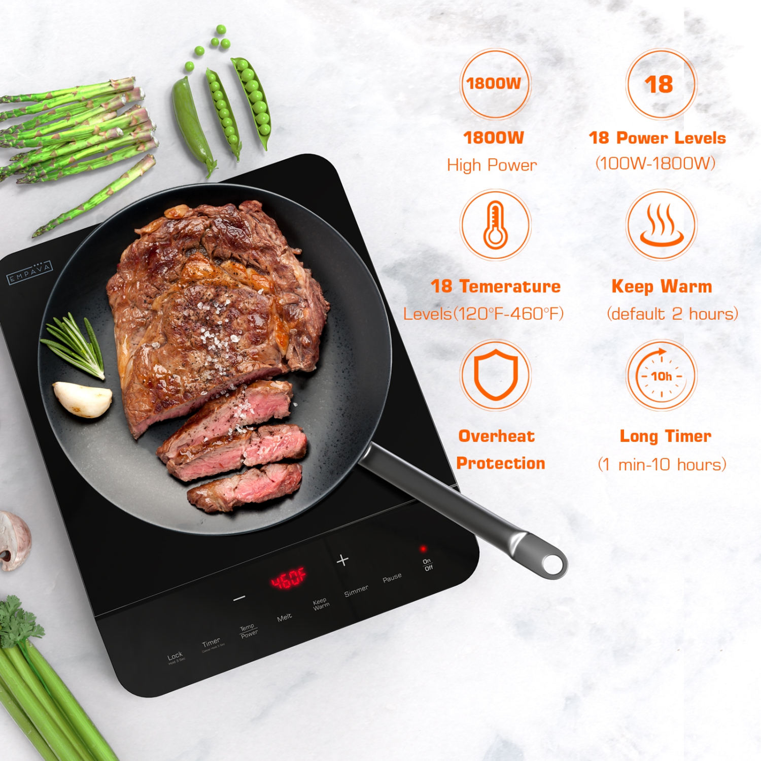 Empava 11-in Portable Single Heating Element 1800-W Countertop Induction Cooktop in Black 120-V(EMPV-11EC06)