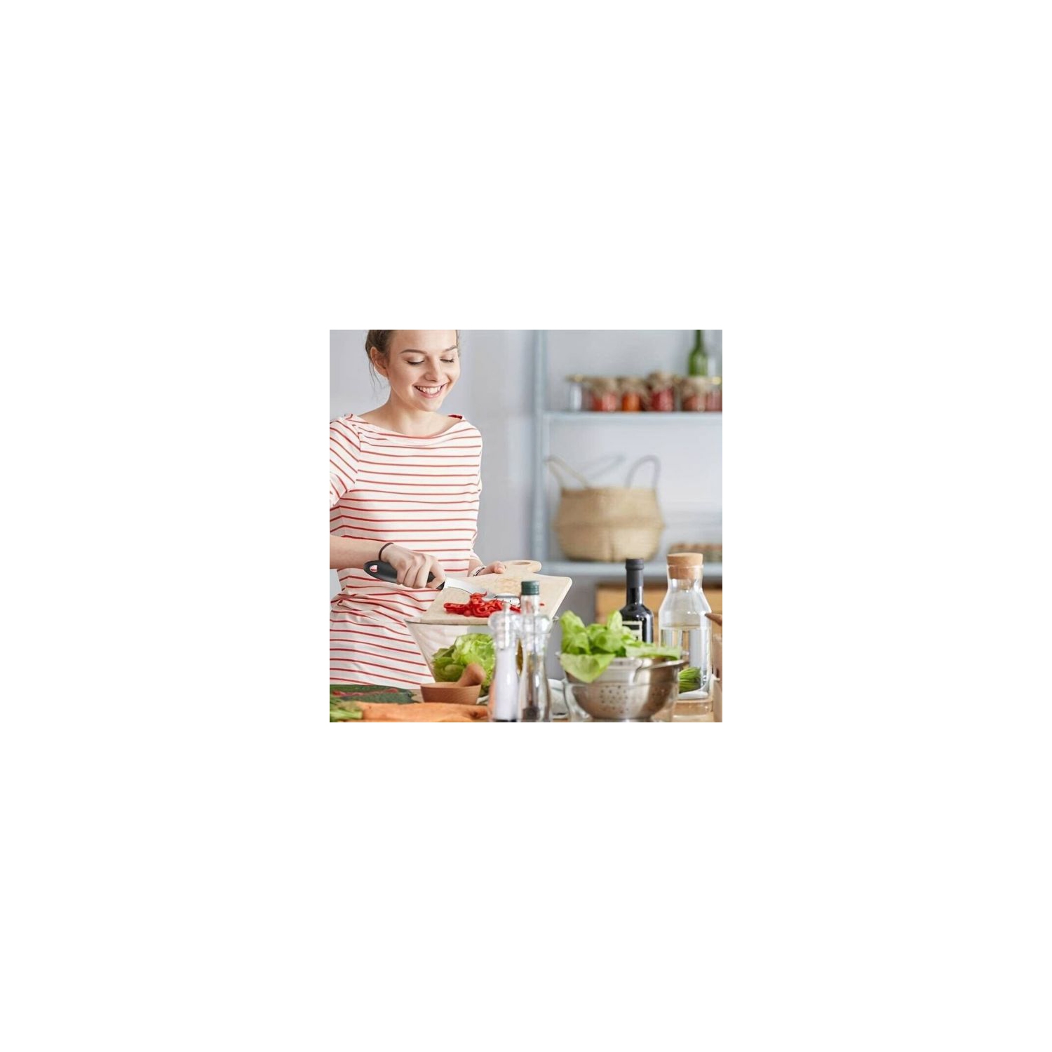 Pepper Corer, Pepper Cutter Coer Slicer tranchant dentelé en acier inoxydable, sécuritaire, confortable à contrôler pour découper les poivrons et