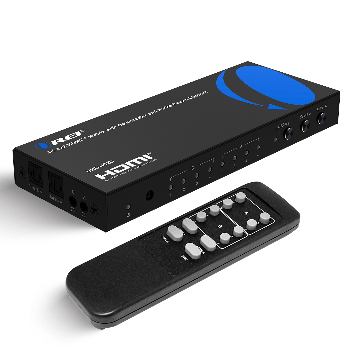 OREI 4K 4x2 HDMI Matrix Switch With ARC Audio Extraction, HDR & Downscaling