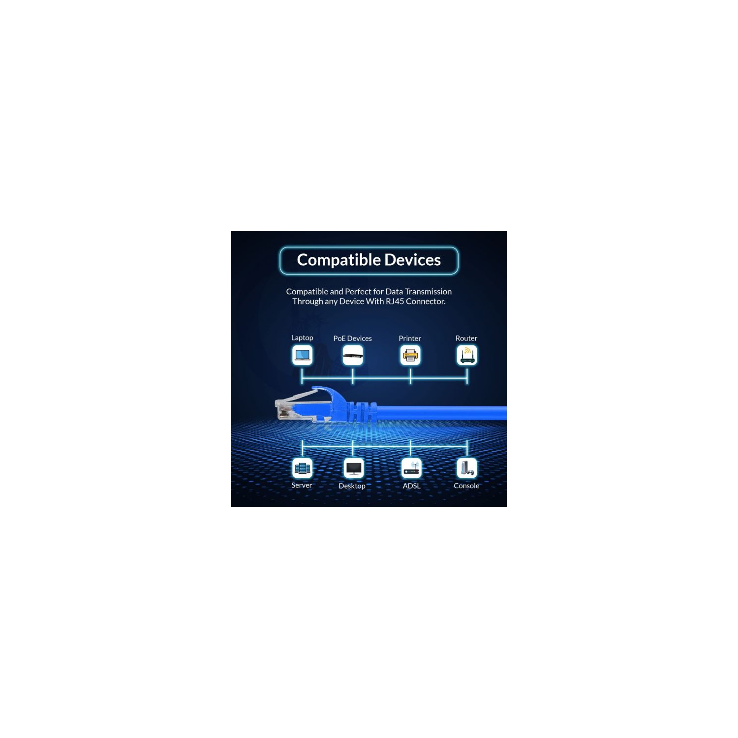 Câble Ethernet haute vitesse RJ45 CAT6E/Cat 6 pour Internet haute vitesse, connexion durable pour jouer, diffuser du contenu en continu et plus encore