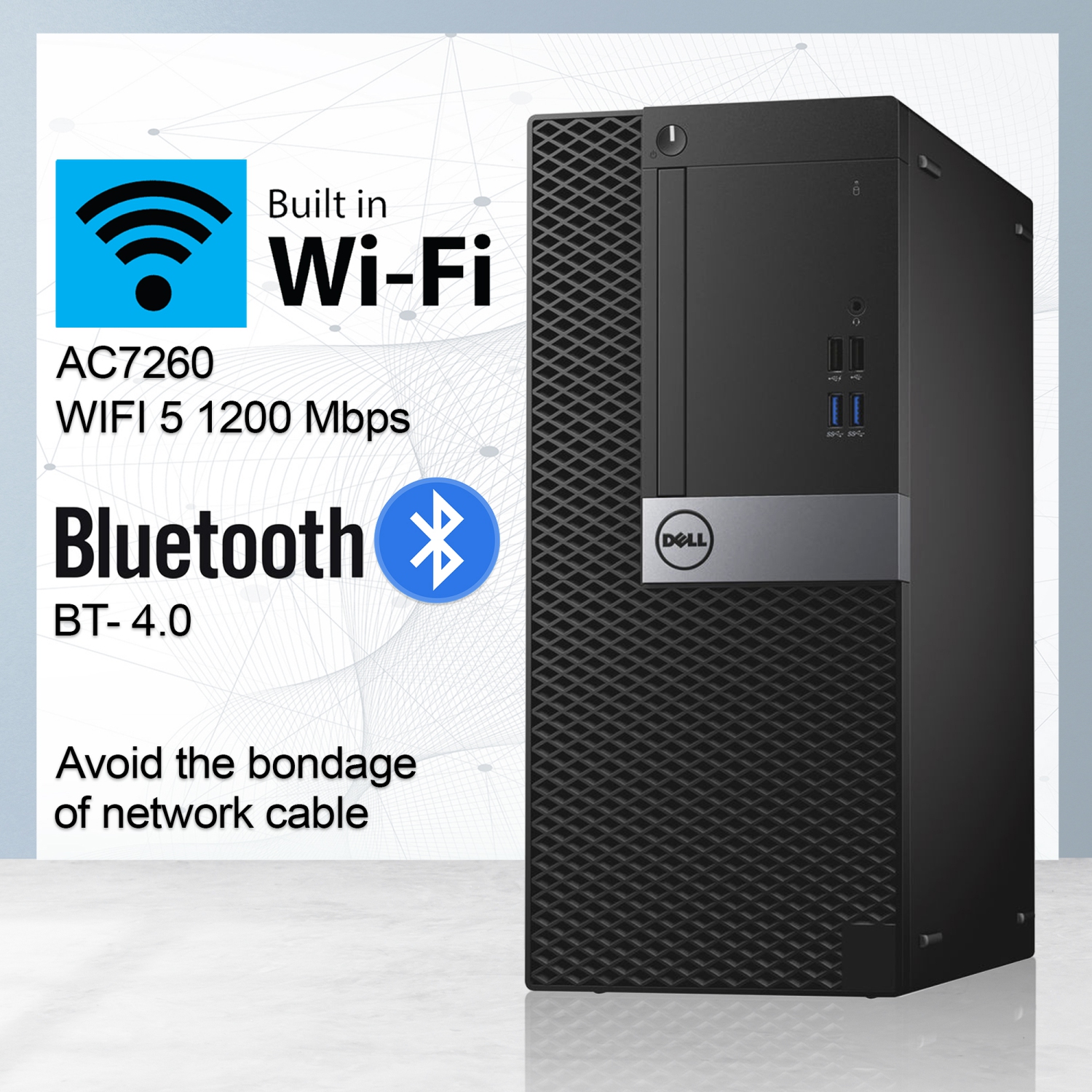 Refurbished - Dell Computers OptiPlex Mini Tower Professional Desktop PC, Built-in WIFI 5 1200 Mbps, Intel i5 Quad-Core Processor, 16GB DDR4 RAM, 1TB