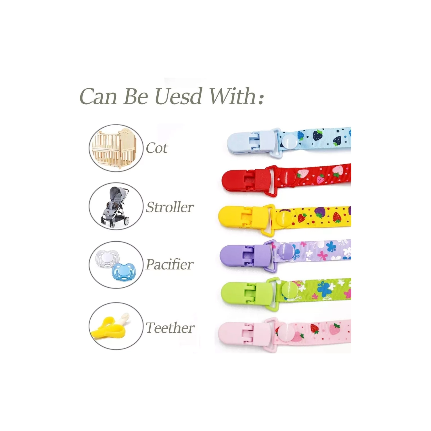 baby clip pacifier holder, Baby Elderly Adult Adjustable Assorted Colour Bib Clip Neck Strap Napkin Clip Lanyard - Pink