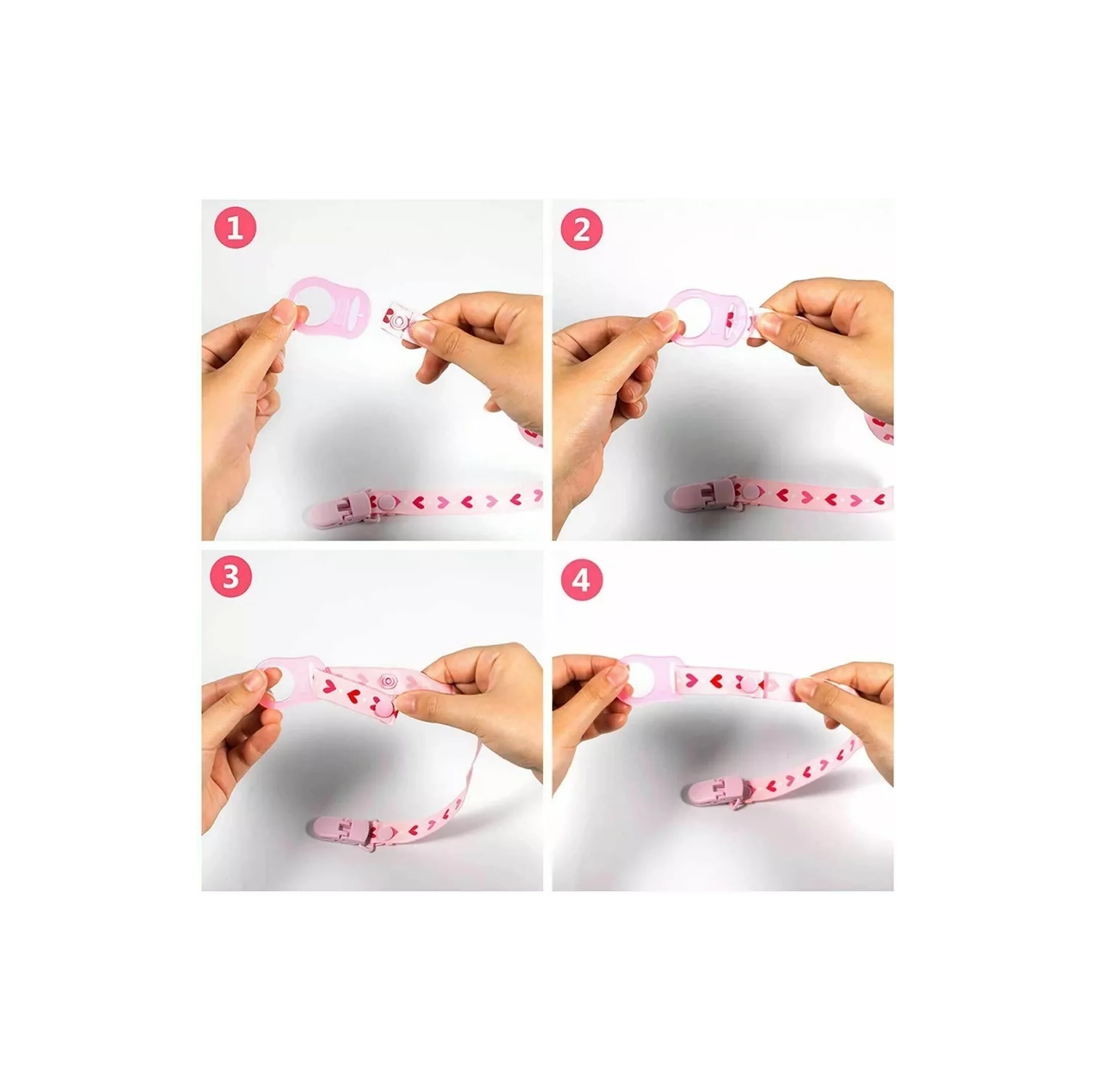 baby clip pacifier holder, Baby Elderly Adult Adjustable Assorted Colour Bib Clip Neck Strap Napkin Clip Lanyard - Pink