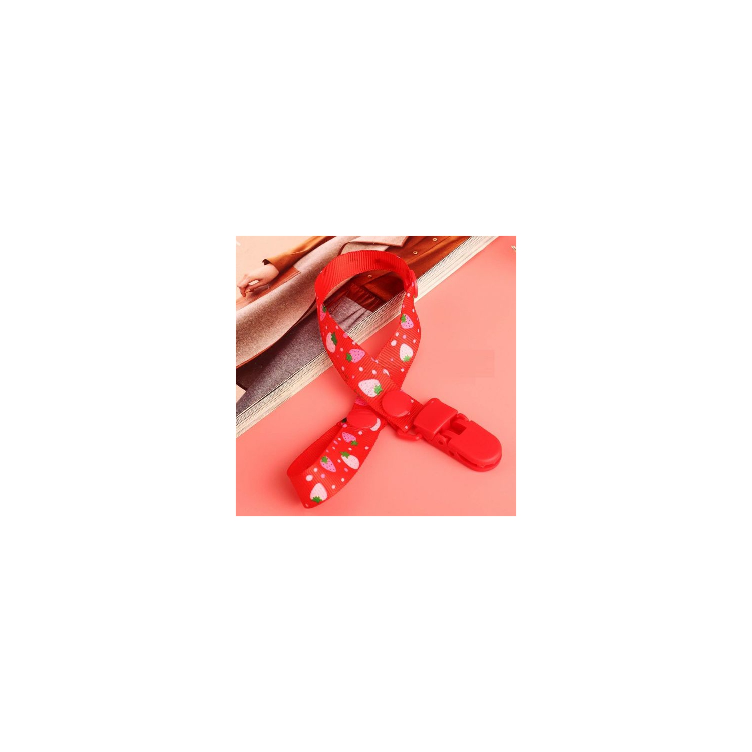baby clip pacifier holder, Baby Elderly Adult Adjustable Assorted Colour Bib Clip Neck Strap Napkin Clip Lanyard - Red