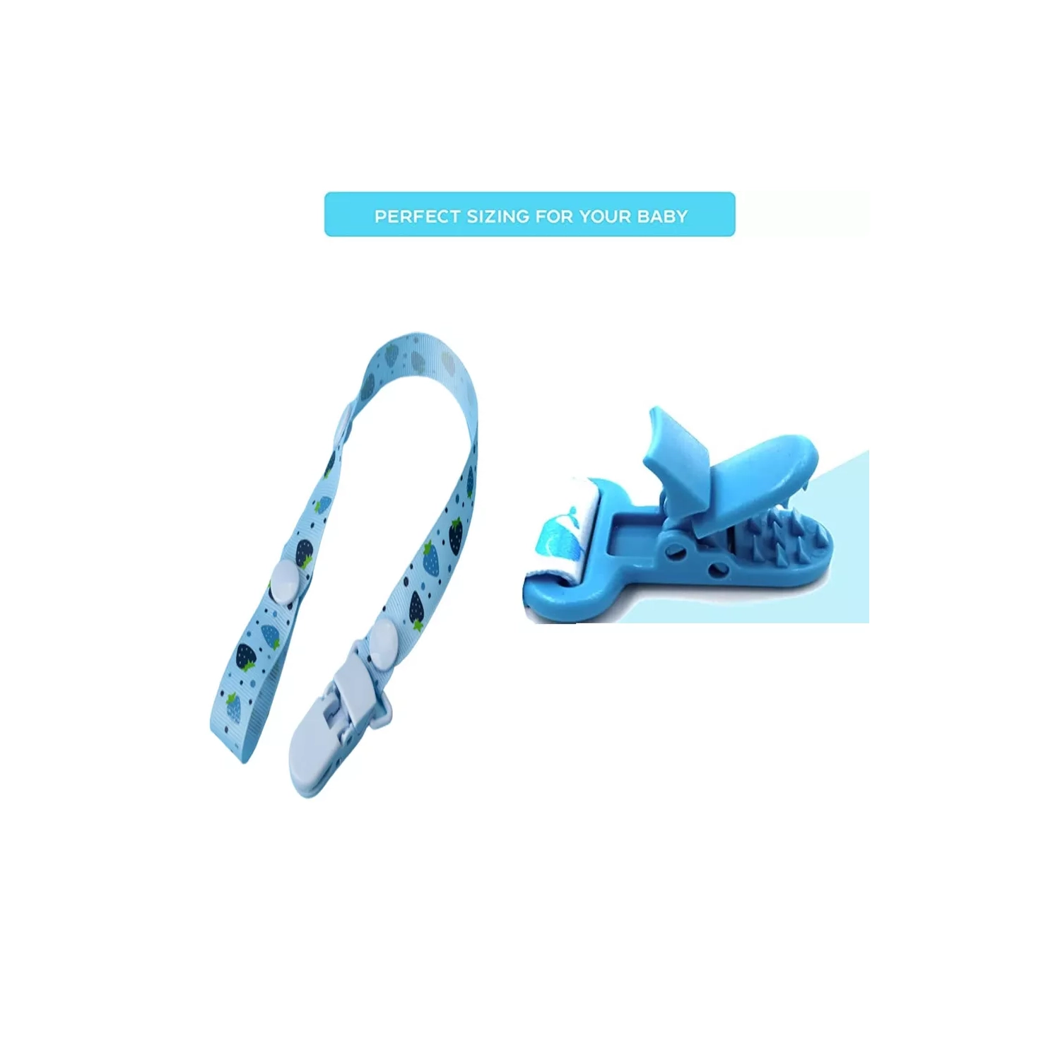 baby clip pacifier holder, Baby Elderly Adult Adjustable Assorted Colour Bib Clip Neck Strap Napkin Clip Lanyard -Sky Blue