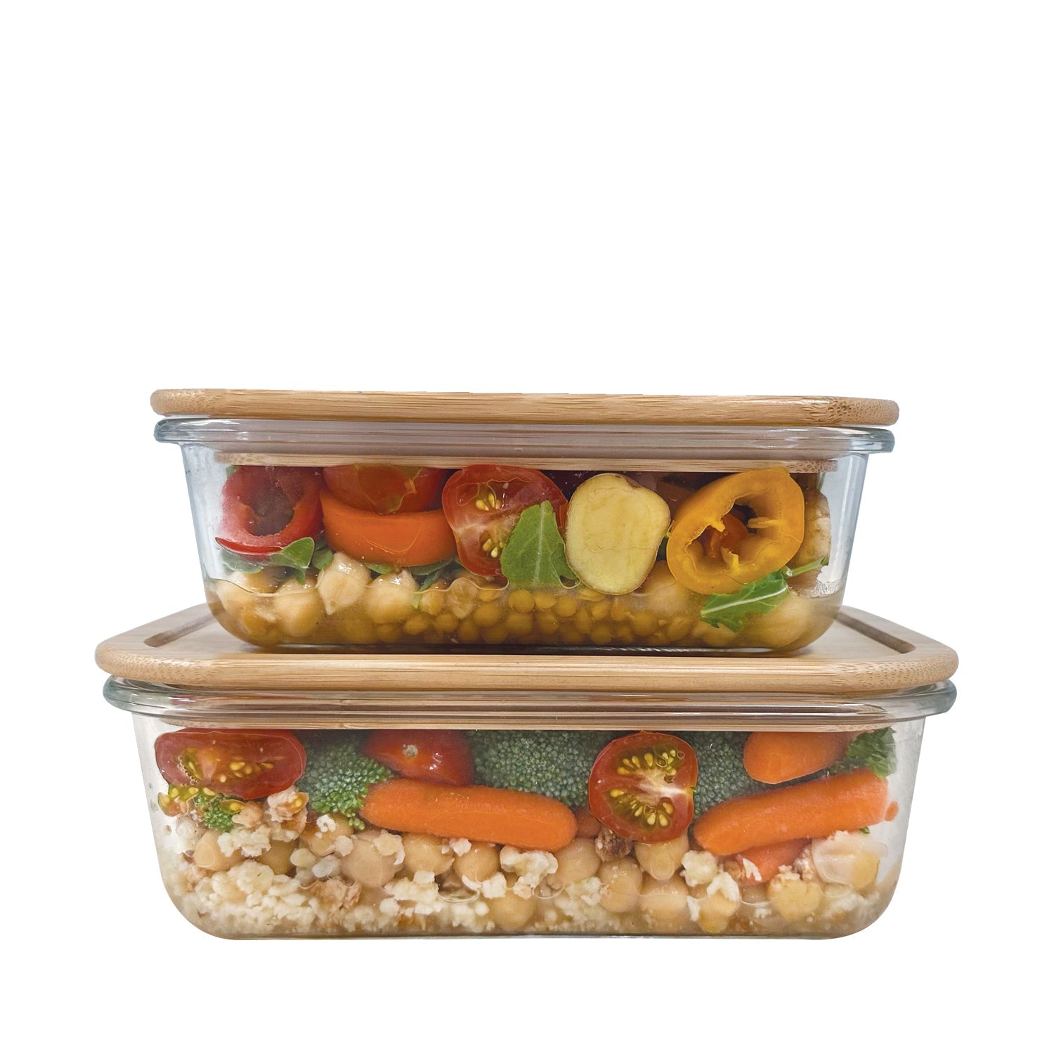 JS Gourmet - Set of 2 Food Containers, Bamboo Lid, Oven Safe