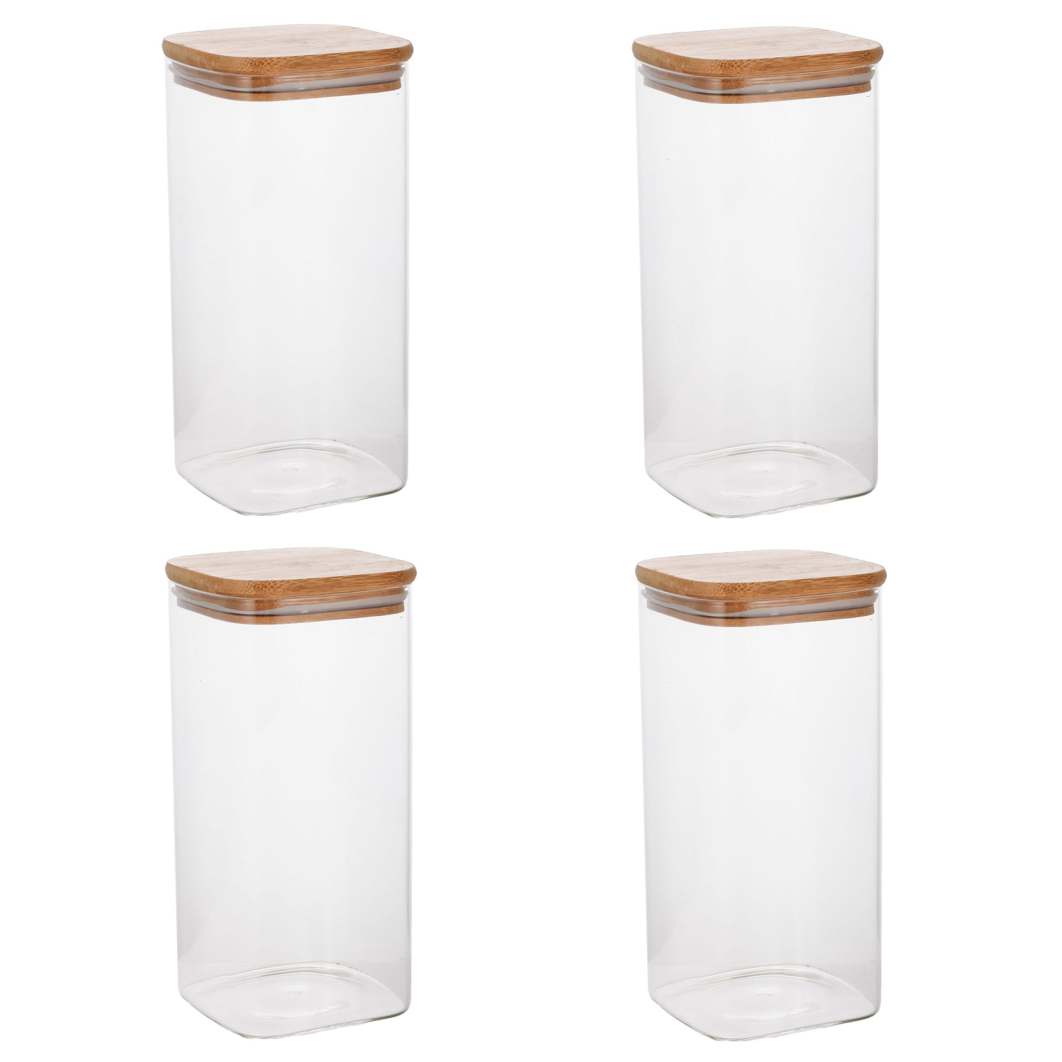 Jessar - Set of 4 Borosilicate Glass Storage Containers, 1300ml Capacity