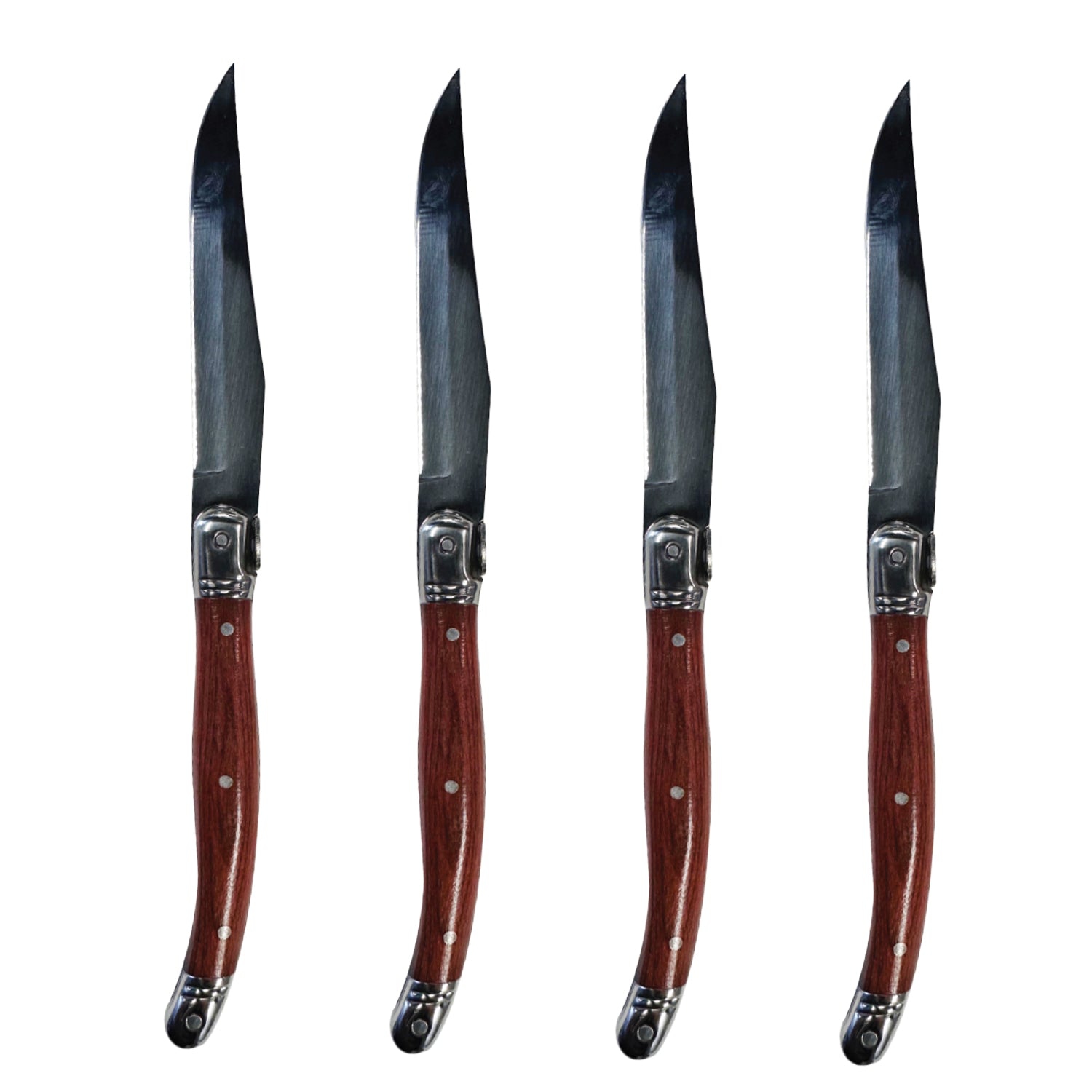 JS Gourmet – Ensemble de 4 couteaux à steak Laguiole, lame en acier inoxydable, poignées en bois