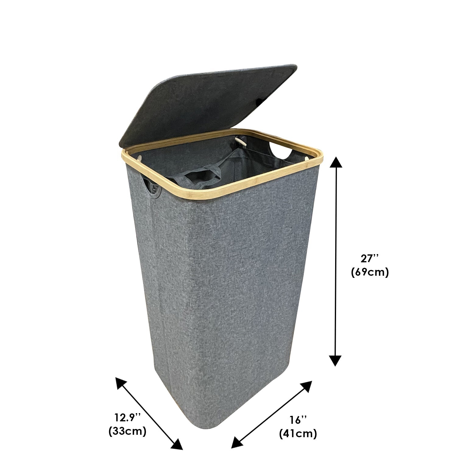 Jessar - Laundry Basket with Inner Bag and Lid, Grey