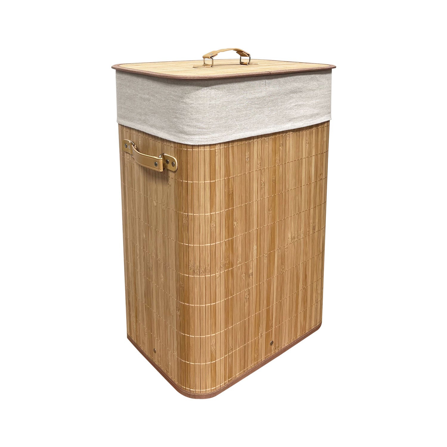 Jessar - Bamboo Cane Laundry Basket, Removable Polyester Lining