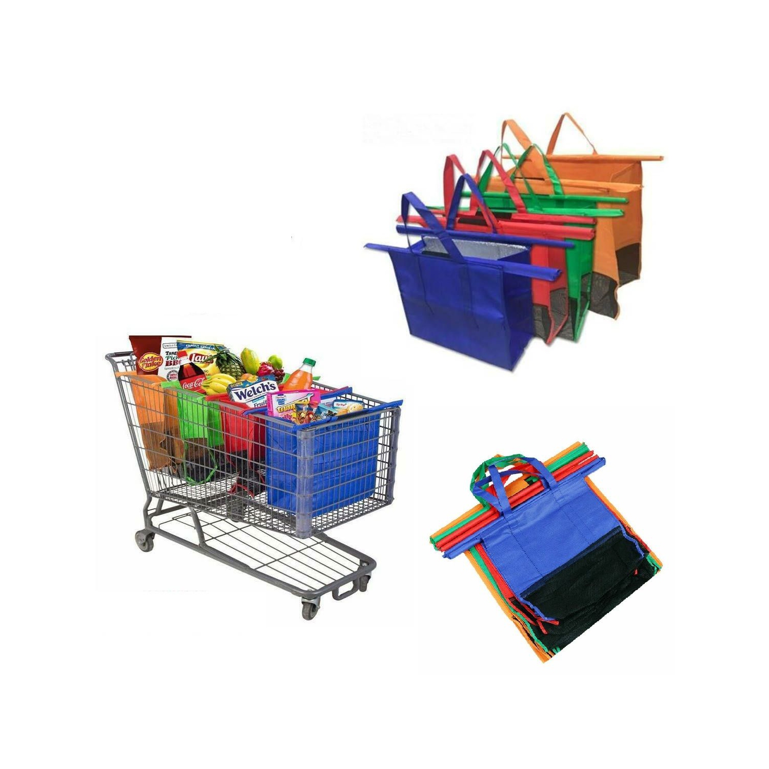 Reusable Grocery Trolley Bags ,Foldable shopping bag, shopping bag suitable for all standard shopping trolleys, turquoise, shopping bag, shopping