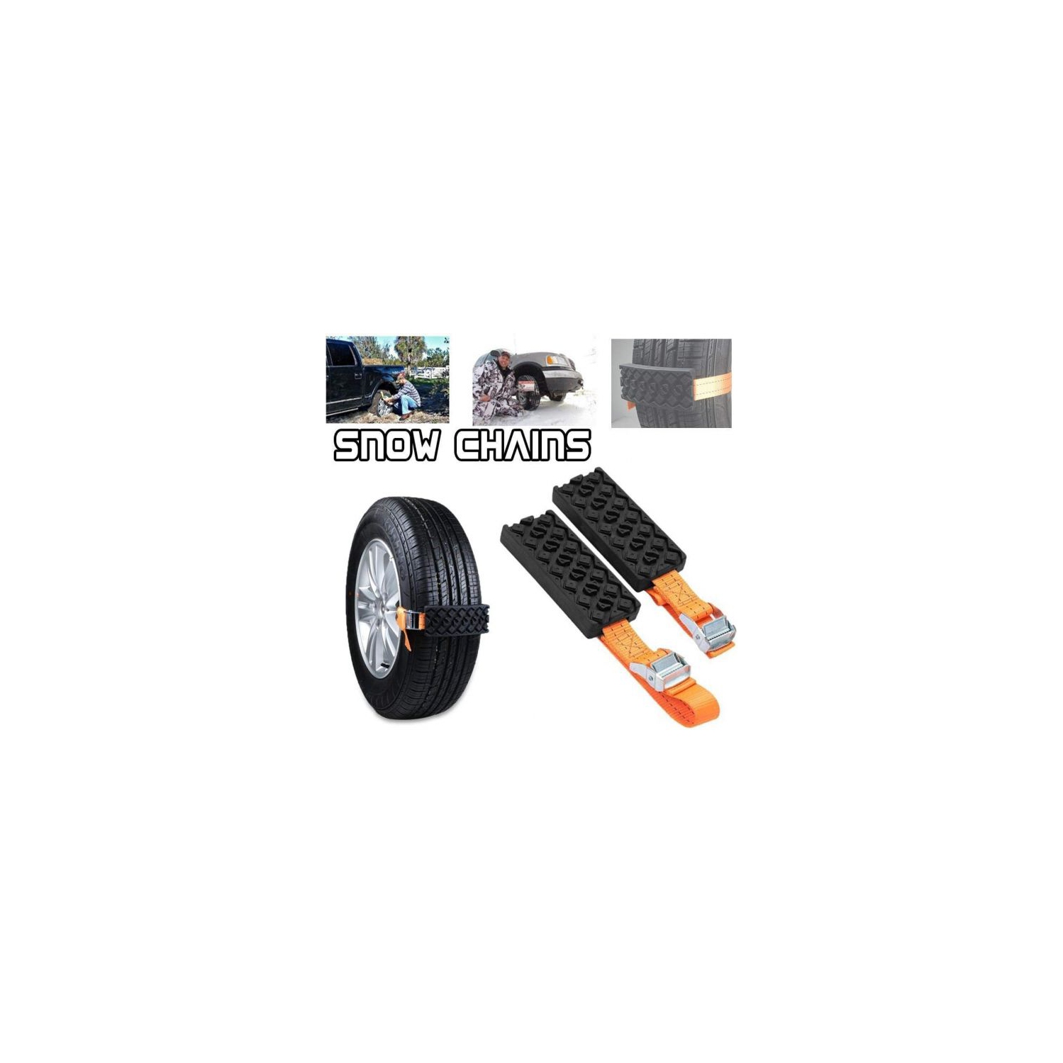 2pcs sangles de chaîne de pneus d'urgence boue de neige traction dispositif d'évacuation d'auto-secours traction