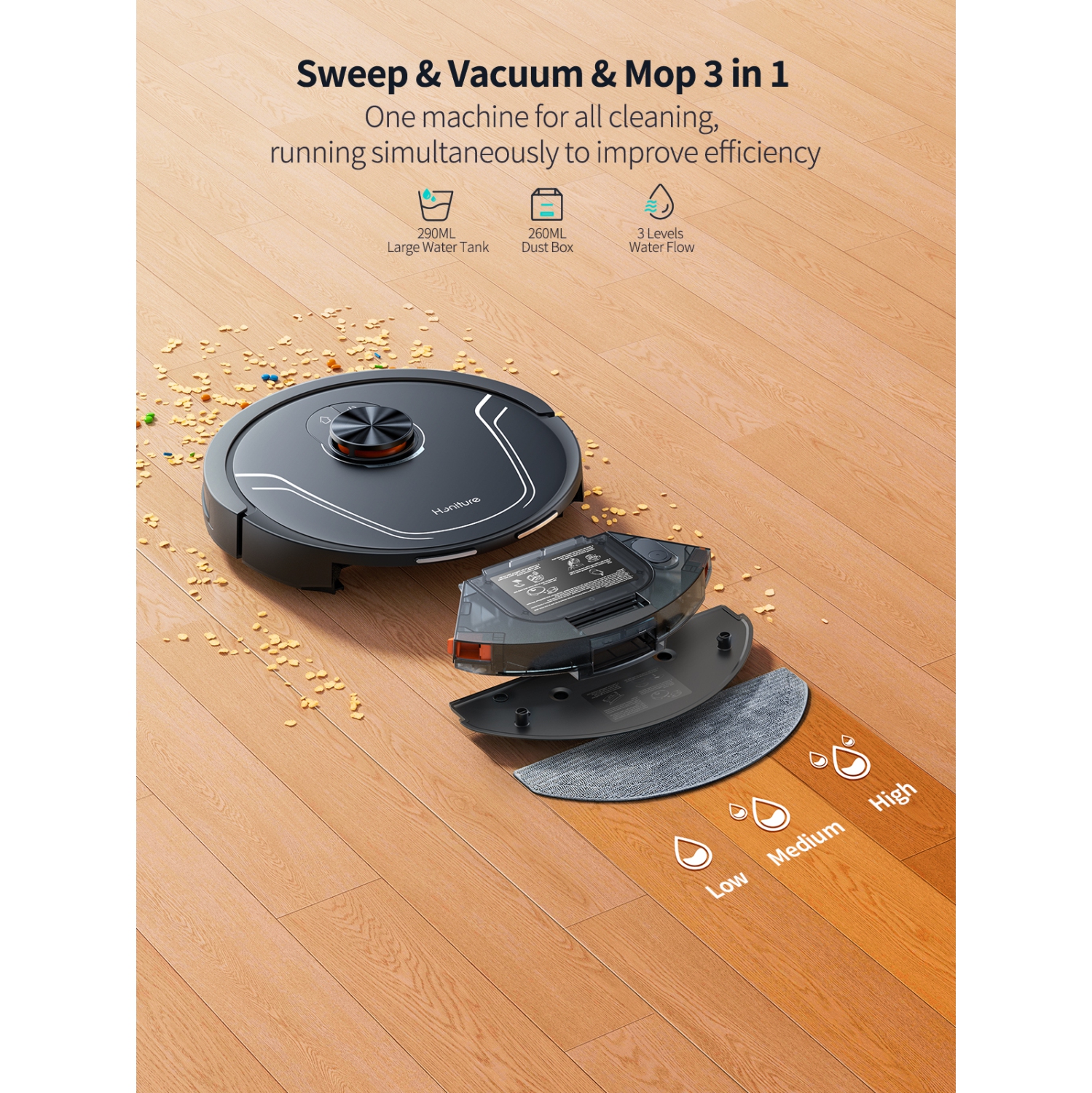 Honiture V8PRO Robot Vacuum, 5000Pa Smart Robot Vacuum Cleaner and Mop Combo, 180min Runtime, Self-Charging, App/Remote/Alexa, Super-Slim, for