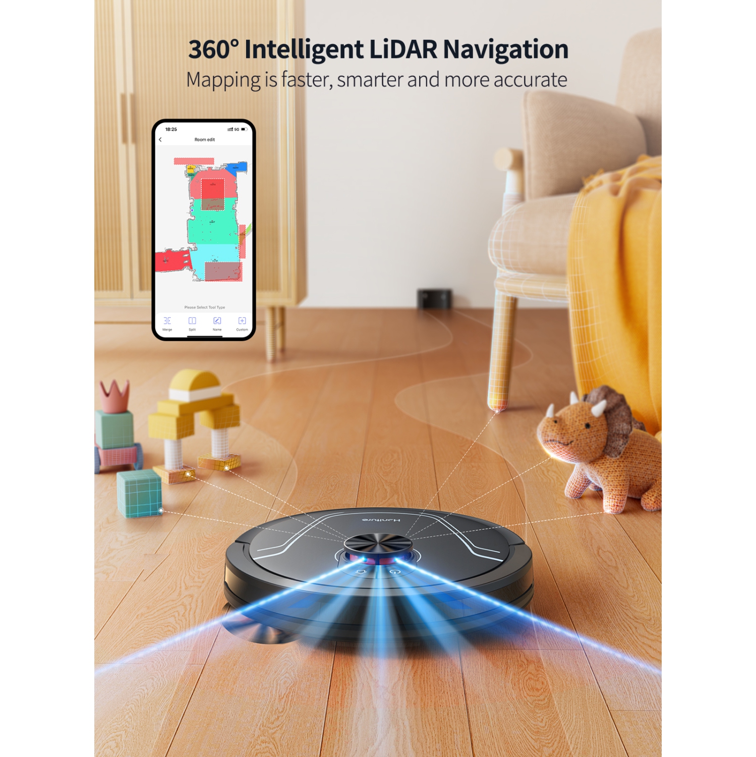 Honiture V8PRO Robot Vacuum, 5000Pa Smart Robot Vacuum Cleaner and Mop Combo, 180min Runtime, Self-Charging, App/Remote/Alexa, Super-Slim, for