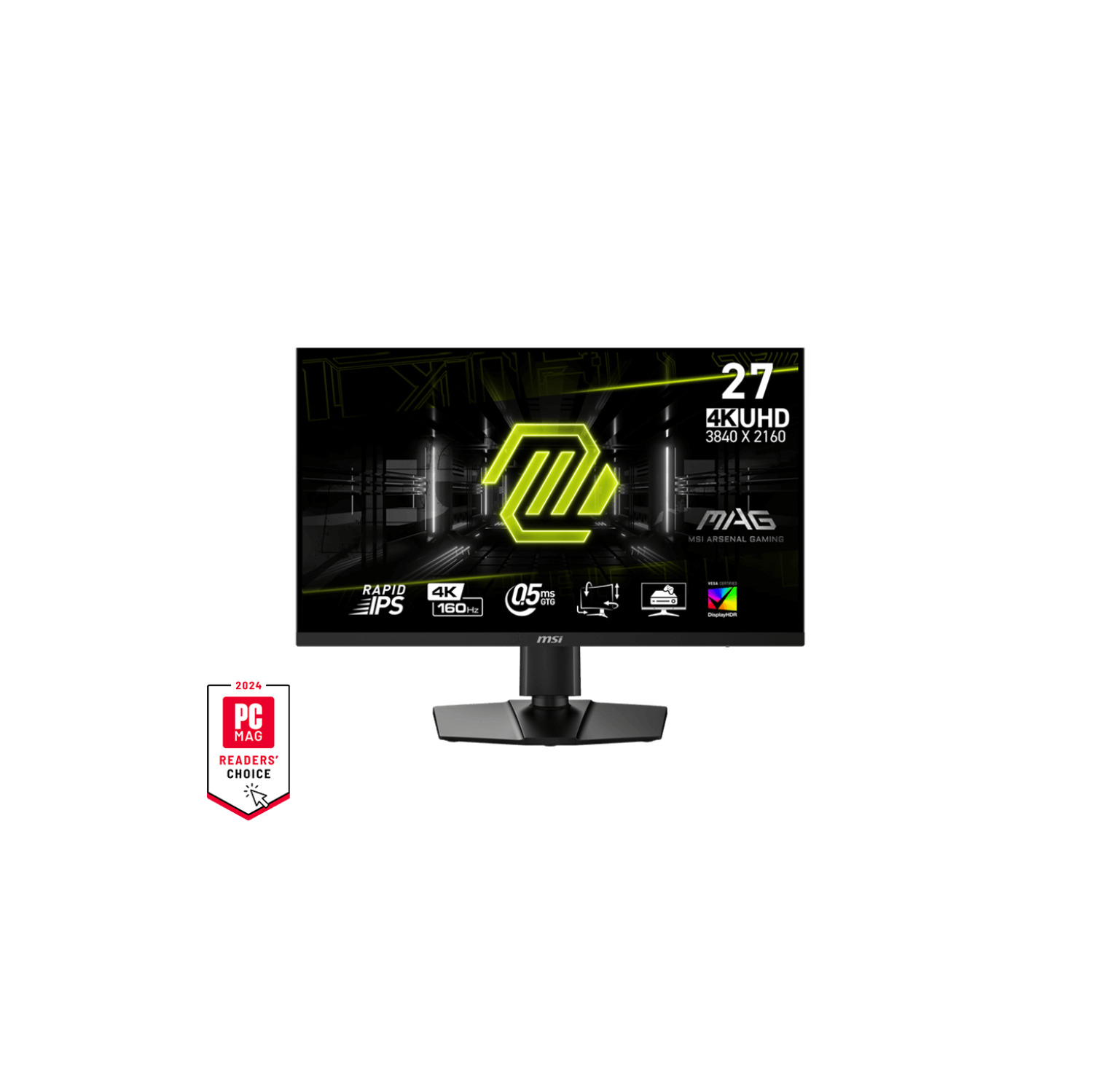 MSI 27" 3840 x 2160 4K (UHD) Gaming Monitor, Rapid IPS, 16:9, 160 Hz, 1ms (GTG), Tilt Swivel Height Adjustable (MAG 274UPF E2)