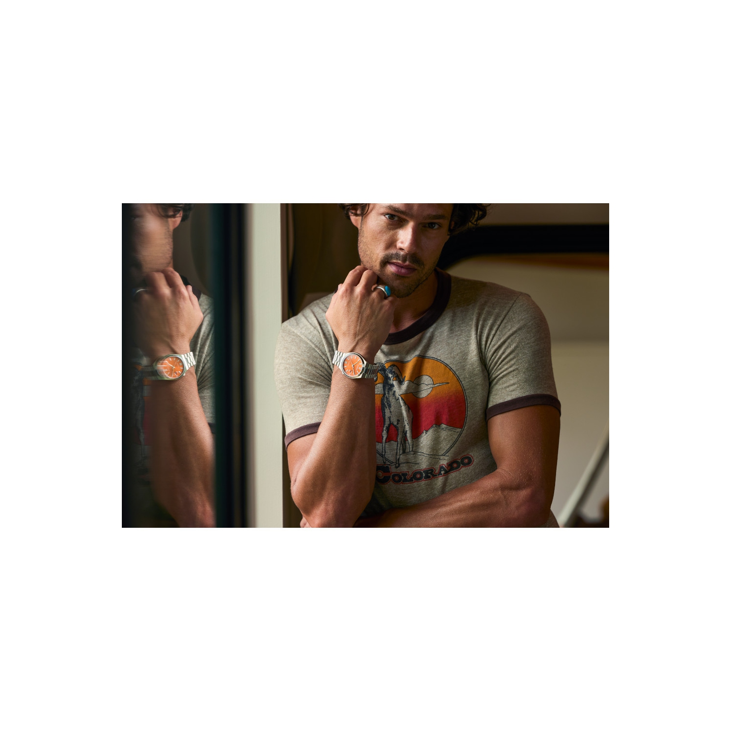 Citizen Mens “TSUYOSA” Automatic Watch 40mm Silver-Tone Stainless Steel Case and Bracelet with Orange Dial