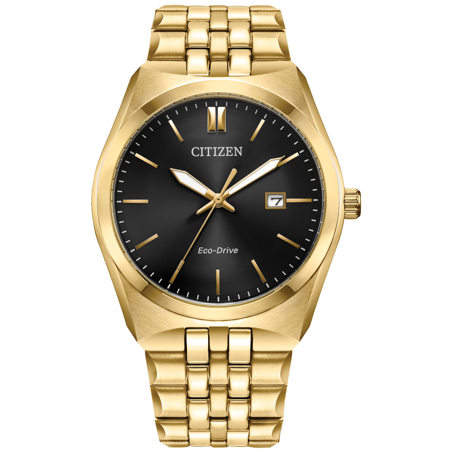 Montre pour hommes Corso Eco-Drive 40&nbsp;mm de Citizen avec boîtier et bracelet en acier inoxydable doré et cadran noir