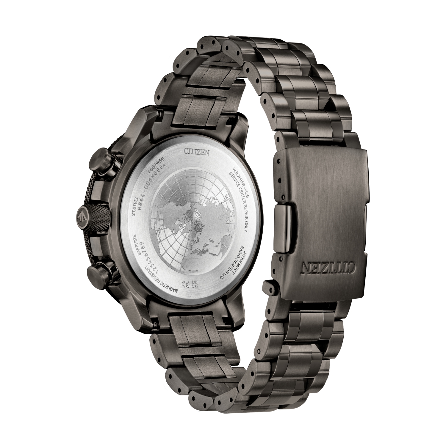 Montre pour hommes Eco-Drive édition limitée Promaster Geo Trekker de Citizen 46&nbsp;mm avec boîtier et bracelet en acier inoxydable gris et cadran