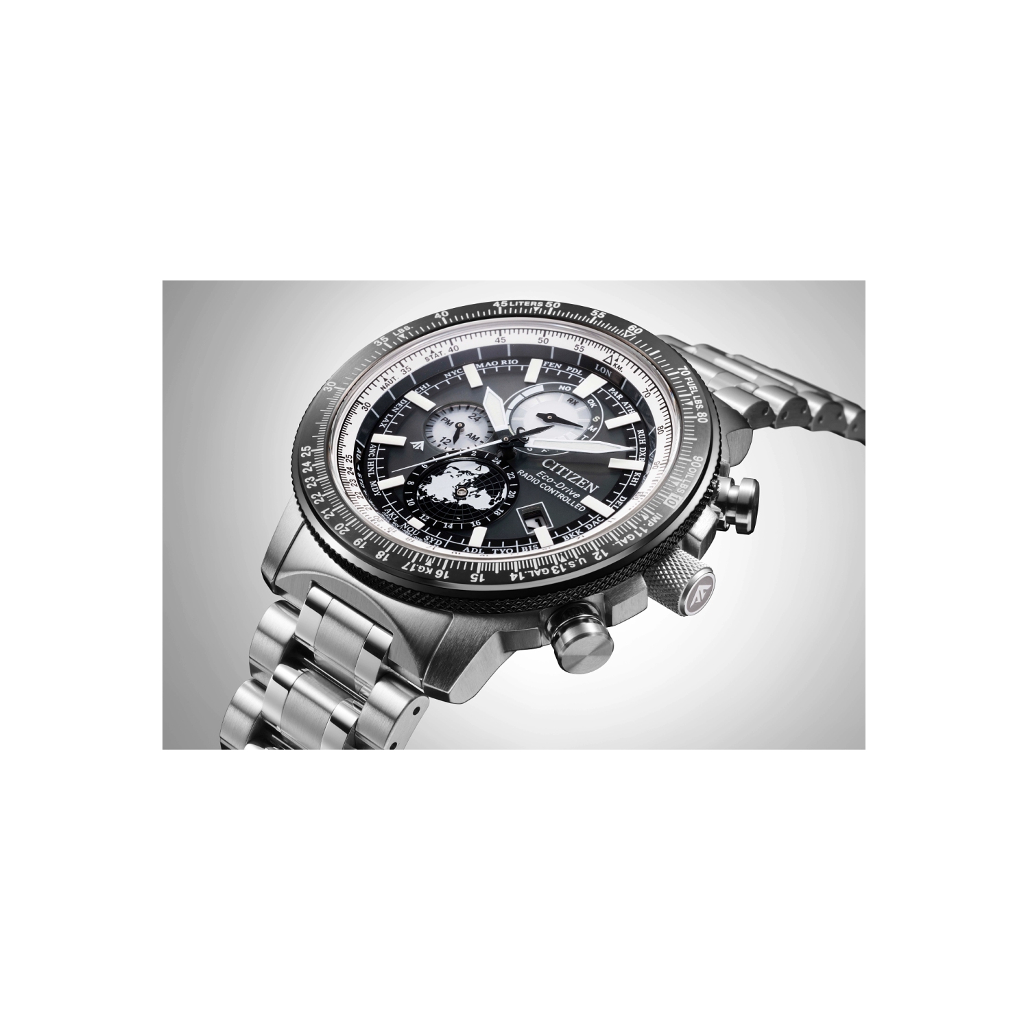 Citizen Mens Promaster Geo Trekker Eco-Drive Watch 46mm Silver-Tone Stainless Steel Case and Bracelet with Grey Dial