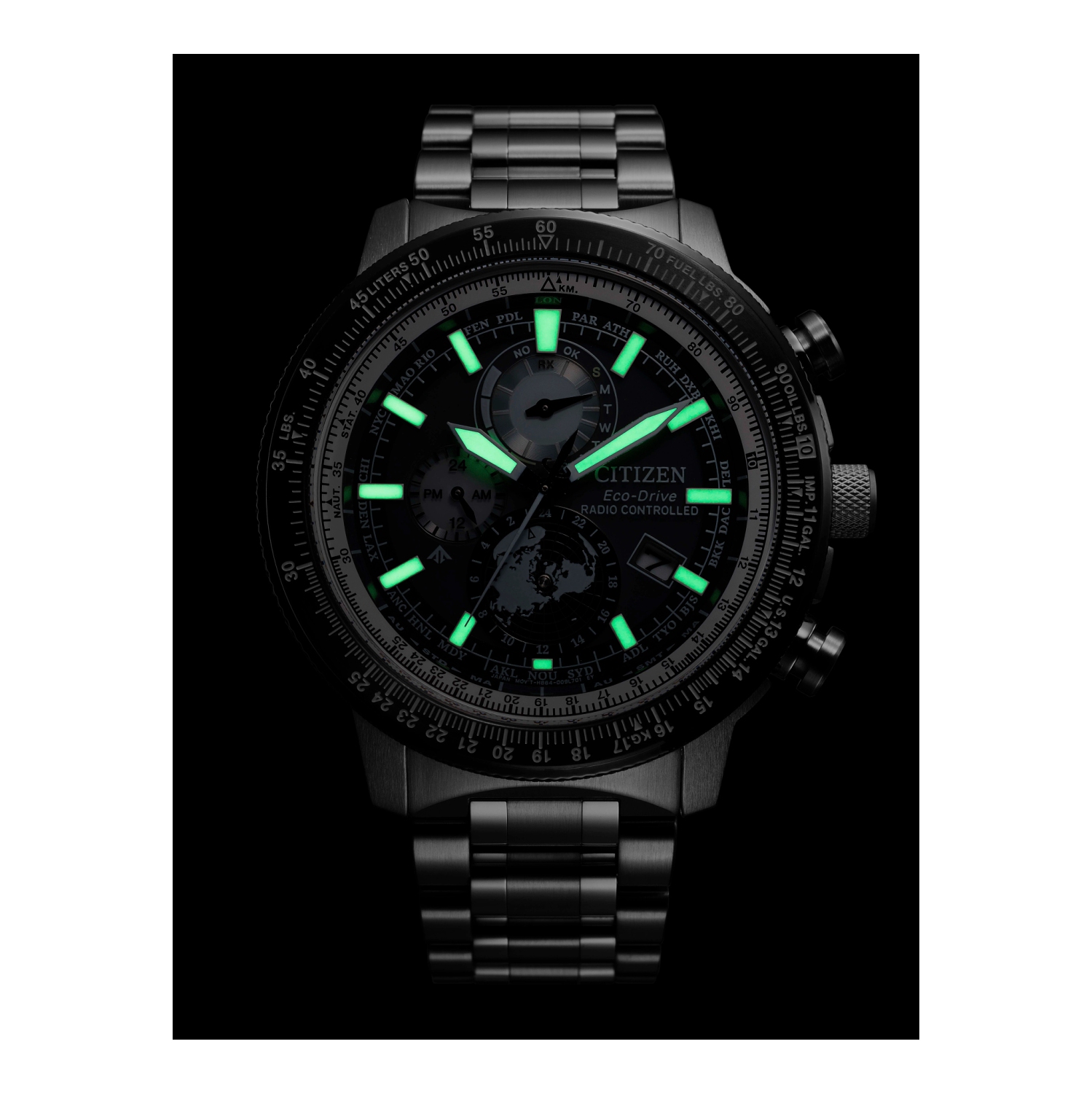 Citizen Mens Promaster Geo Trekker Eco-Drive Watch 46mm Silver-Tone Stainless Steel Case and Bracelet with Grey Dial