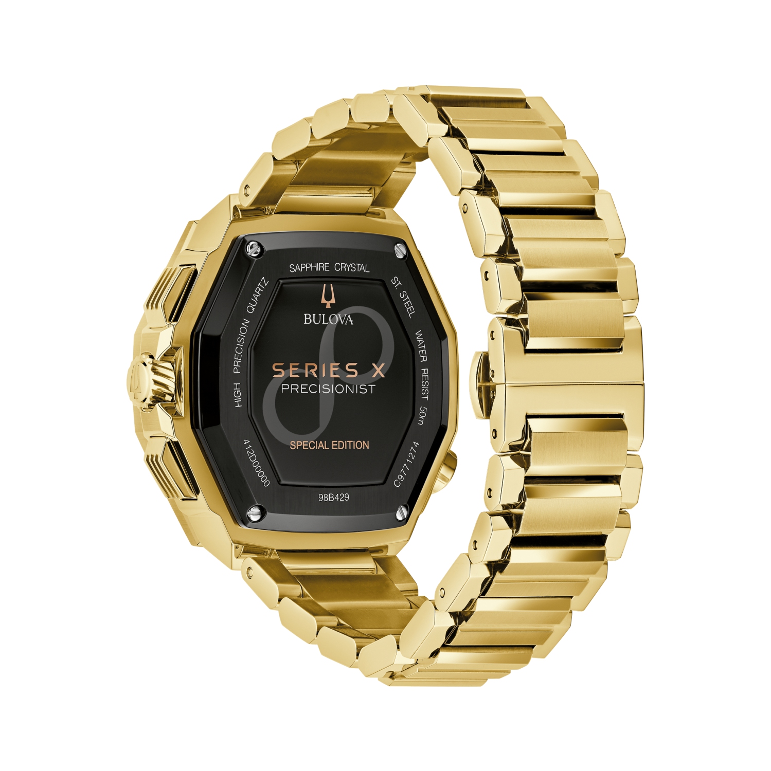 Bulova Mens Series X SE Precisionist Watch 44.5mm Two-Tone Stainless Steel Case and Bracelet with Black Dial