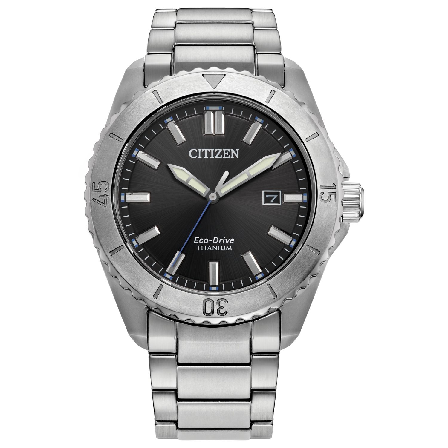 Citizen Mens Brycen Eco-Drive Watch 41mm Silver-Tone Super Titanium Case and Bracelet with Black Dial