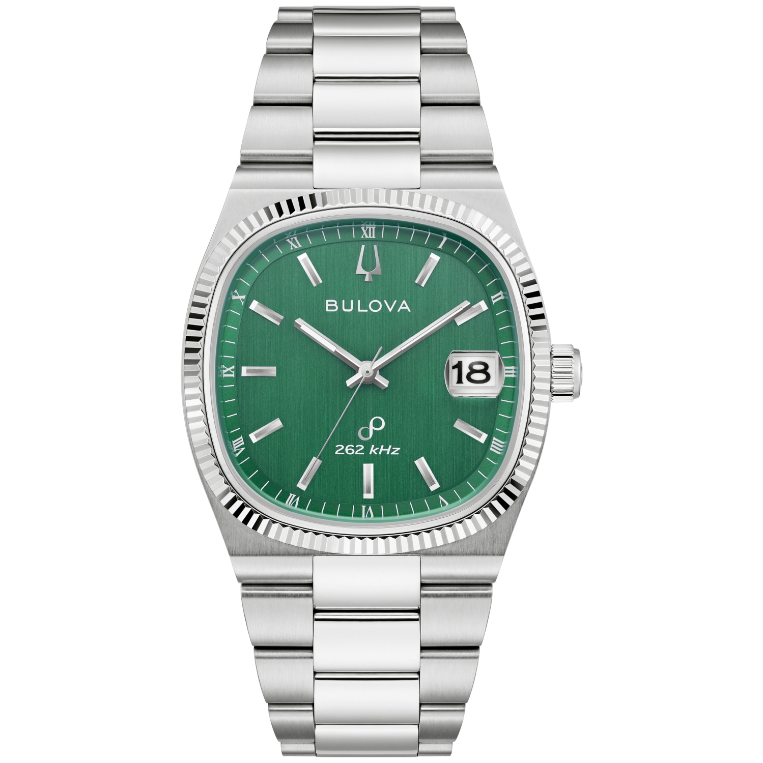 Bulova Mens Super Seville Precisionist Watch 37.5mm Silver-Tone Stainless Steel Case and Bracelet with Green Dial