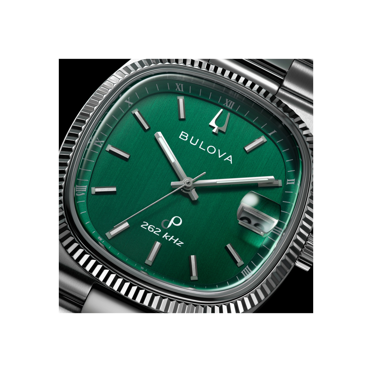 Bulova Mens Super Seville Precisionist Watch 37.5mm Silver-Tone Stainless Steel Case and Bracelet with Green Dial