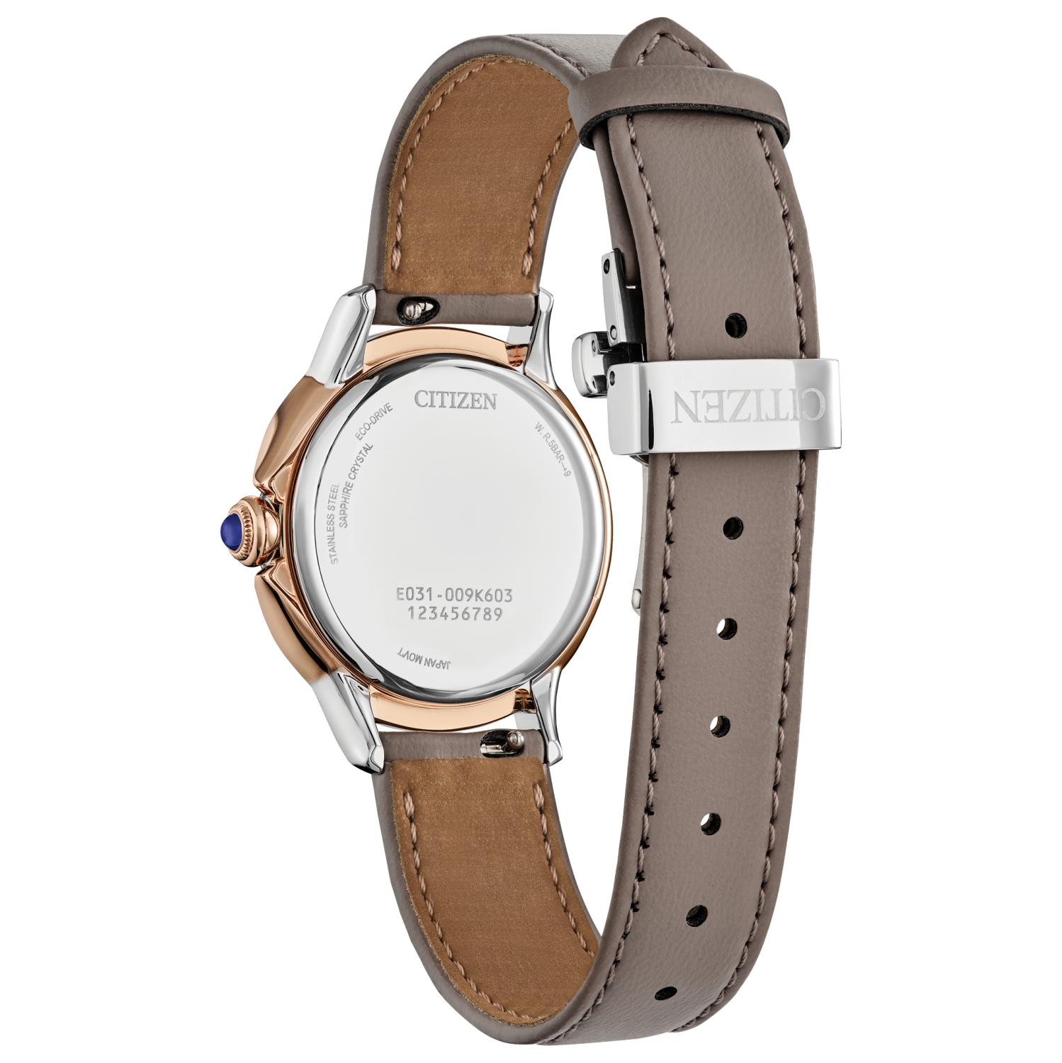 Citizen Ladies Ceci Eco-Drive Watch 32mm Pink Gold-Tone Stainless Steel Case Taupe Eco-Pet Strap with Taupe Dial