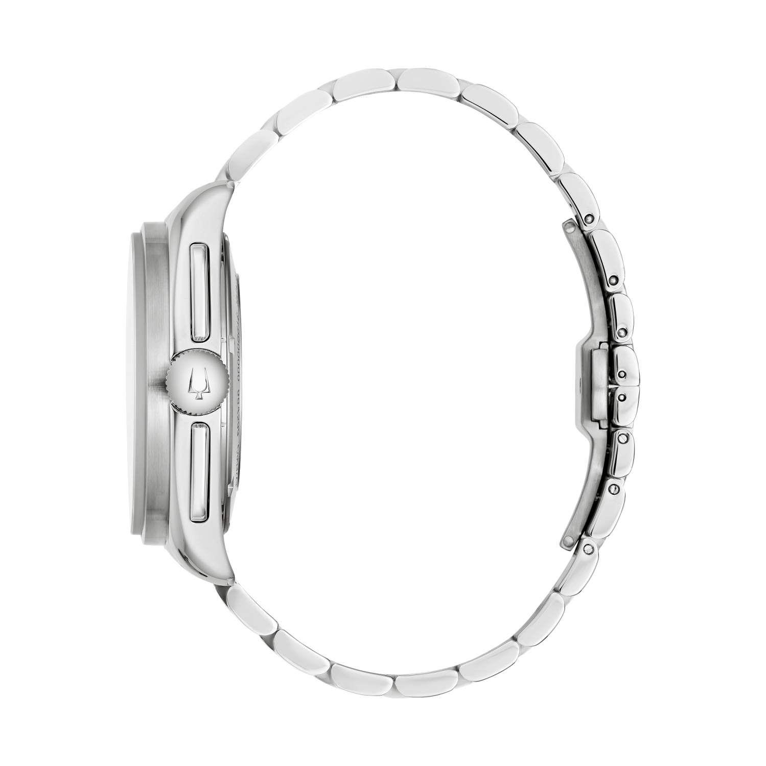 Bulova Mens Lunar Pilot HPQ Box-Set 43.5mm Silver-Tone Stainless Steel Case and Combination Bracelet/Strap with Red Dial