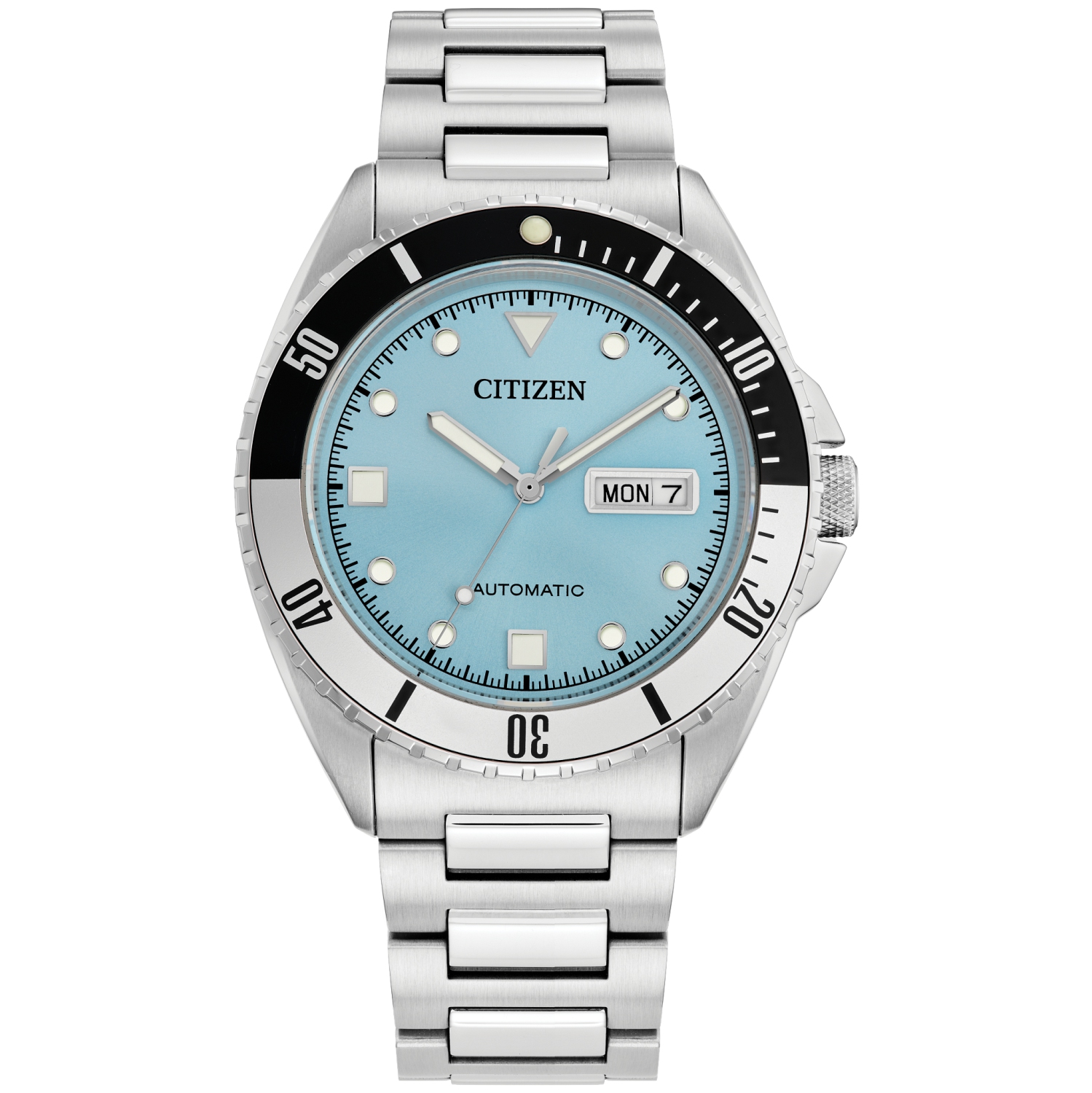 Citizen Mens Sport Automatic Automatic Watch 42mm Silver-Tone Stainless Steel Case and Bracelet with Light Blue Dial