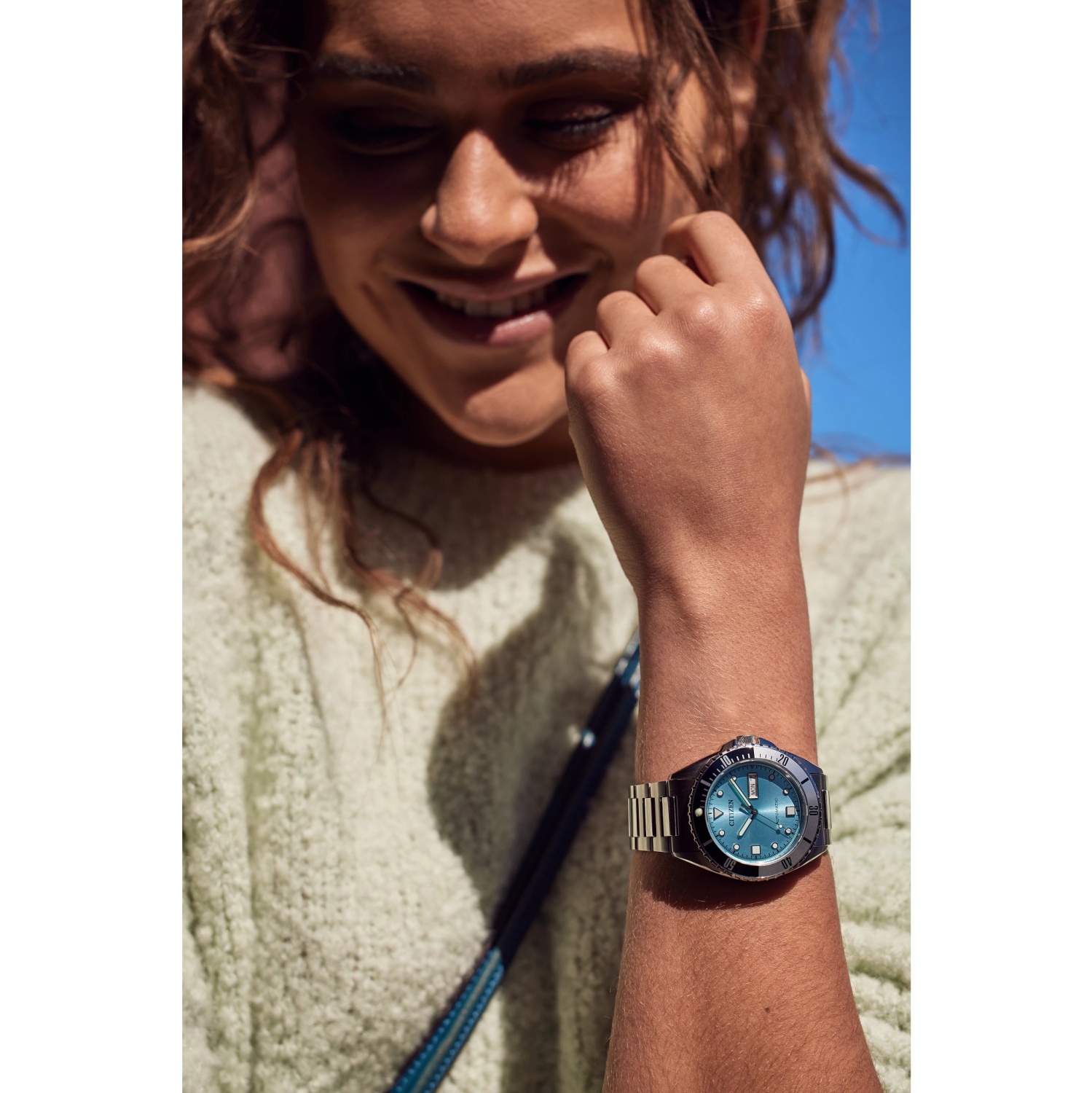 Citizen Mens Sport Automatic Automatic Watch 42mm Silver-Tone Stainless Steel Case and Bracelet with Light Blue Dial