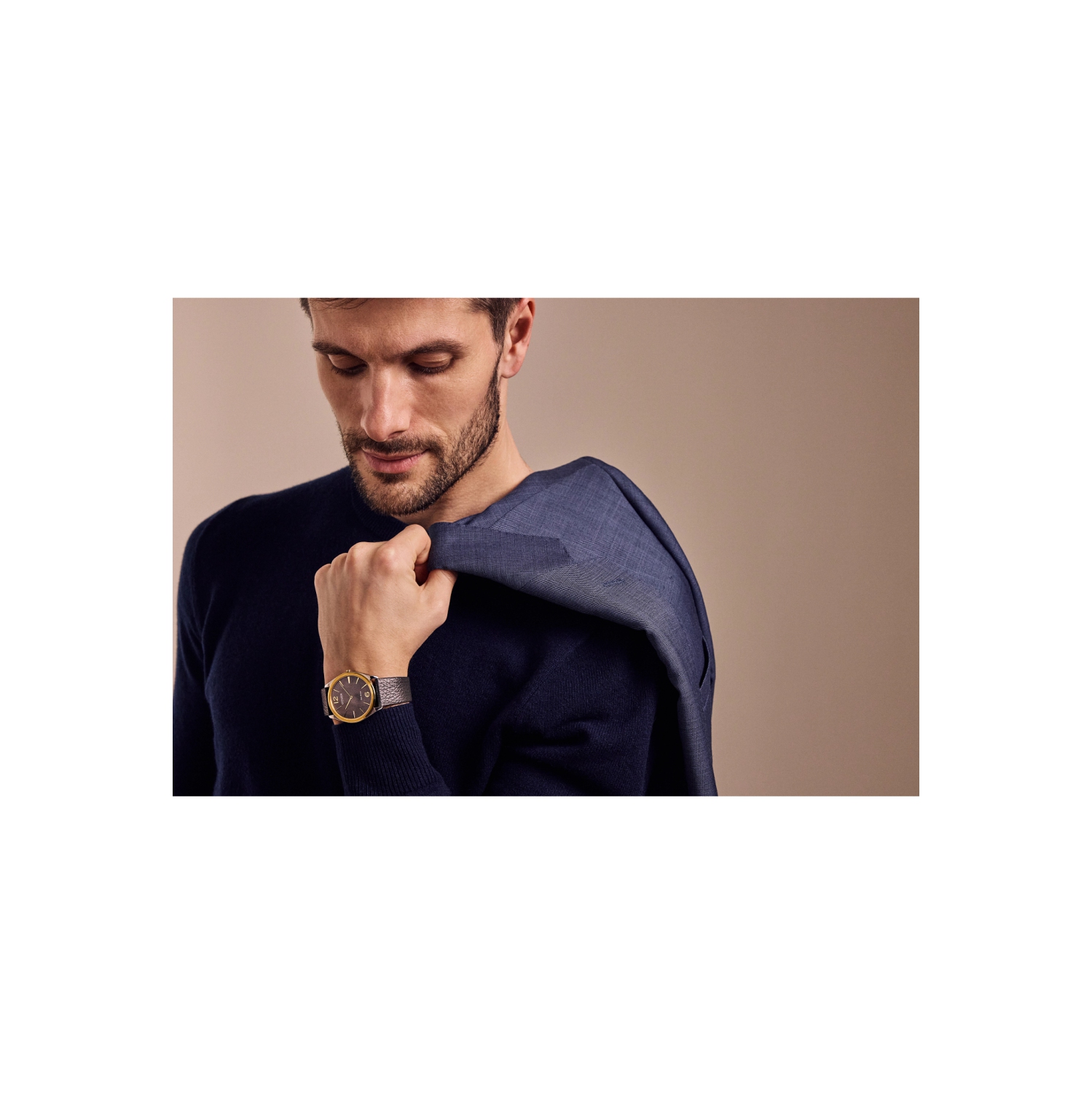 Citizen Unisex Suratto Eco-Drive Watch 38.4mm Two-Tone Stainless Steel Case Grey Leather Strap with Grey Dial