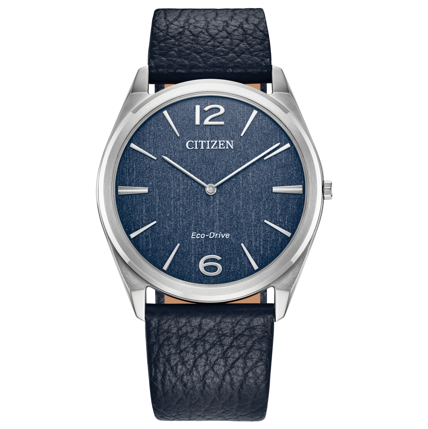 Montre unisexe Suratto Eco-Drive 38,4&nbsp;mm de Citizen avec boîtier en inox argenté et bracelet en cuir bleu avec cadran bleu