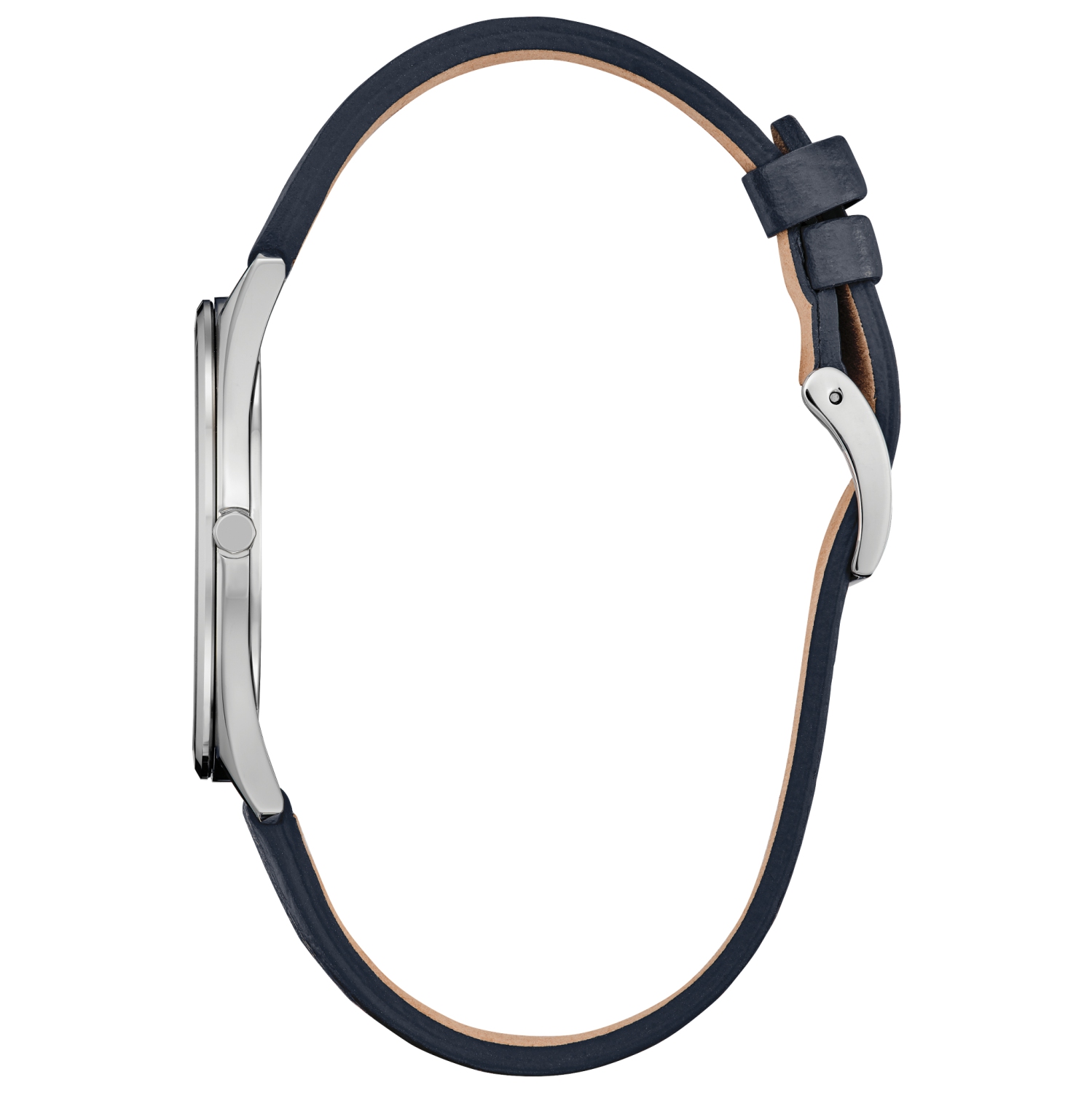 Montre unisexe Suratto Eco-Drive 38,4 mm de Citizen avec boîtier en inox argenté et bracelet en cuir bleu avec cadran bleu