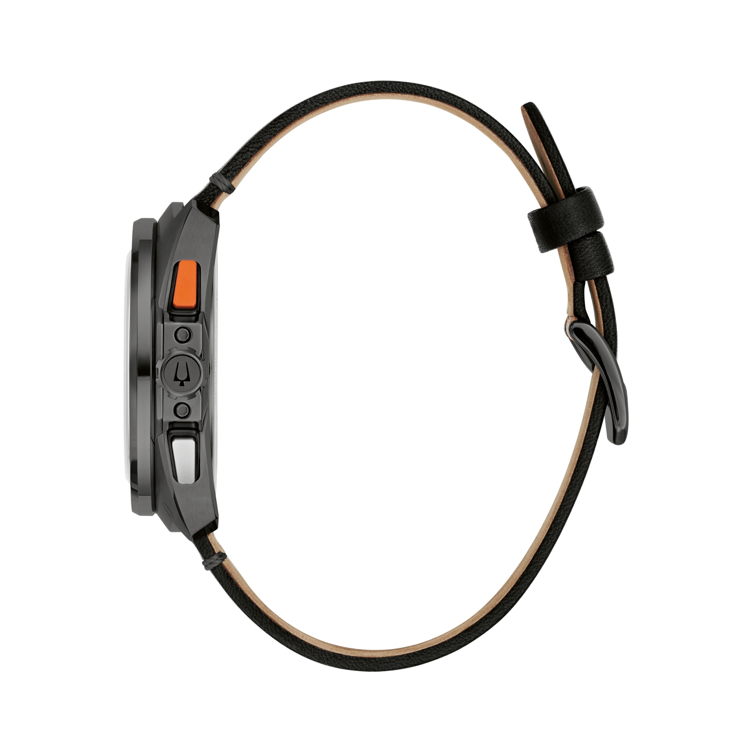 Bulova Mens Racer Chronograph Quartz Watch 42mm Black Stainless Steel Case Black Leather Strap with Black Dial