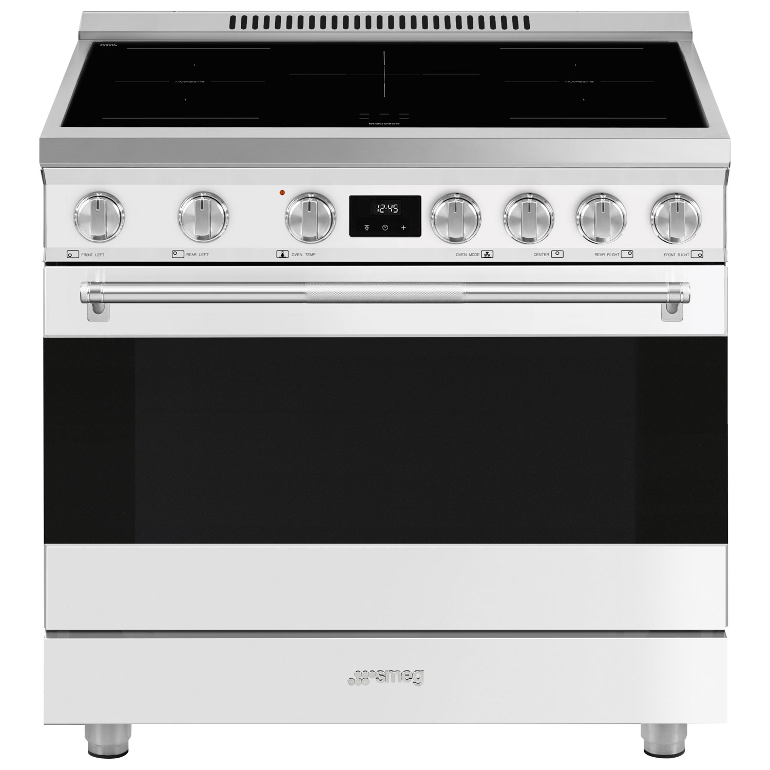 Cuisinière à induction autonome à 5 éléments avec convection véritable 4,6 pi³ 36 po de Smeg - Blanc - Exclusivité de Best Buy
