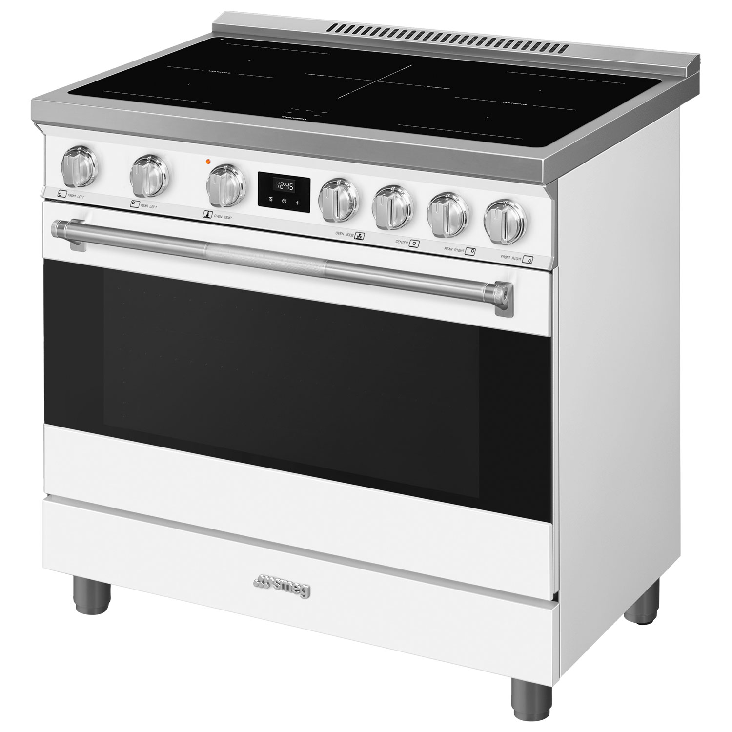 Cuisinière à induction autonome à 5 éléments avec convection véritable 4,6 pi³ 36 po de Smeg - Blanc - Exclusivité de Best Buy