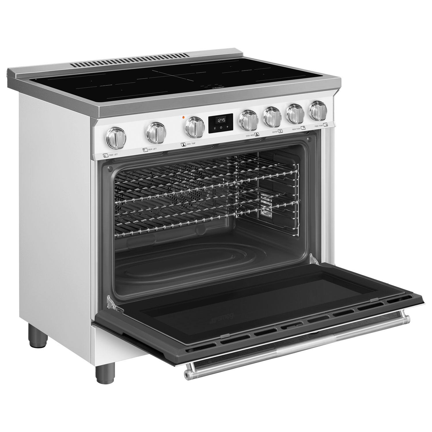 Cuisinière à induction autonome à 5 éléments avec convection véritable 4,6 pi³ 36 po de Smeg - Blanc - Exclusivité de Best Buy