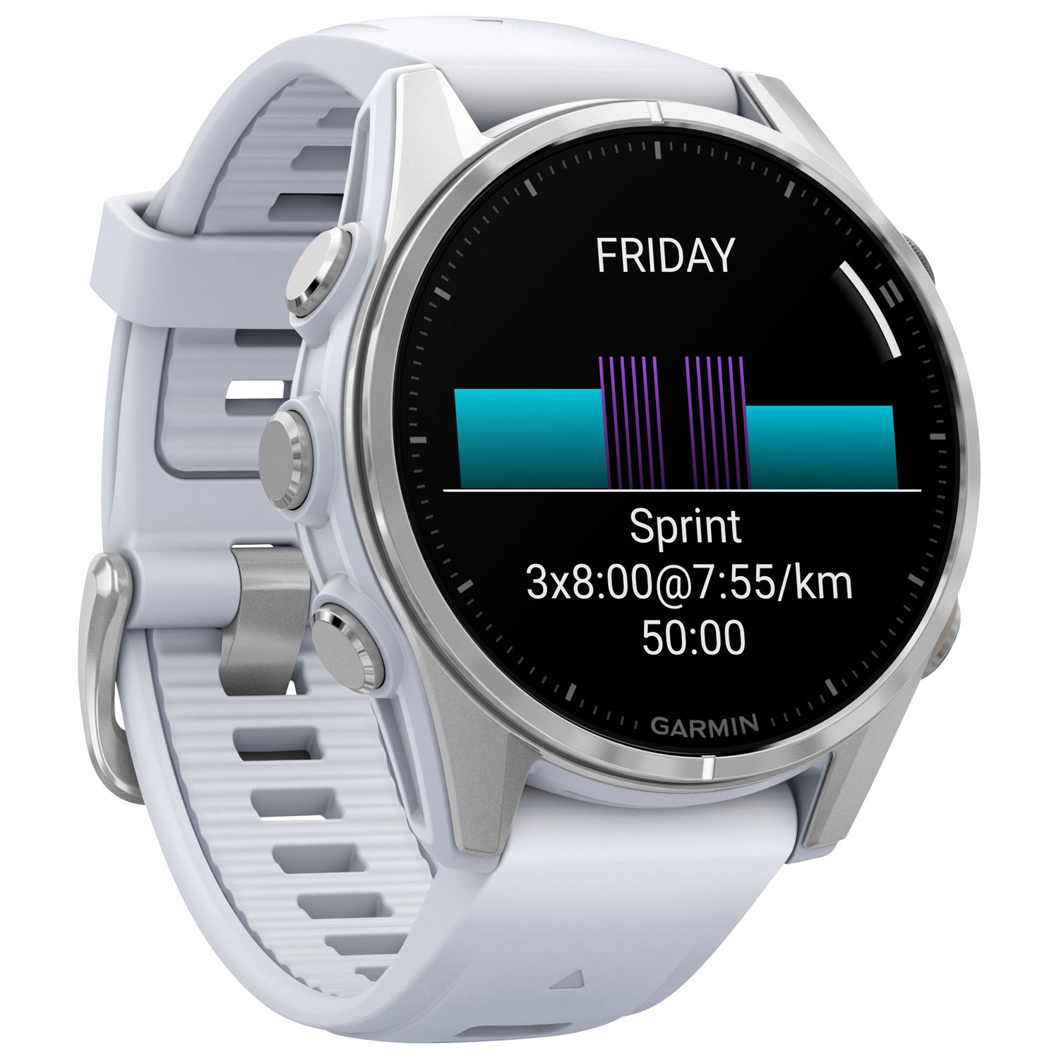 Montre intelligente multisport Bluetooth AMOLED 43 mm fēnix 8 de Garmin - Blanc/Argenté