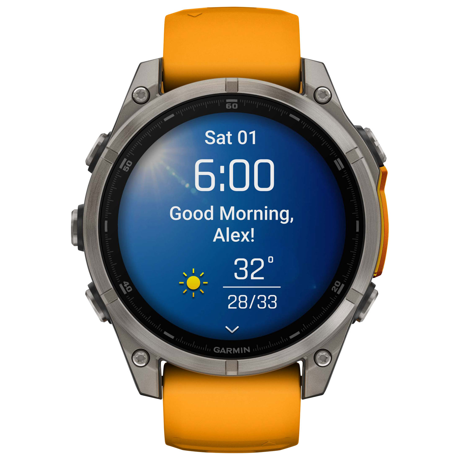 Montre intelligente multisport Bluetooth vitre saphir AMOLED fēnix 8 de 47 mm de Garmin - Orange/Graphite/Gris carbone