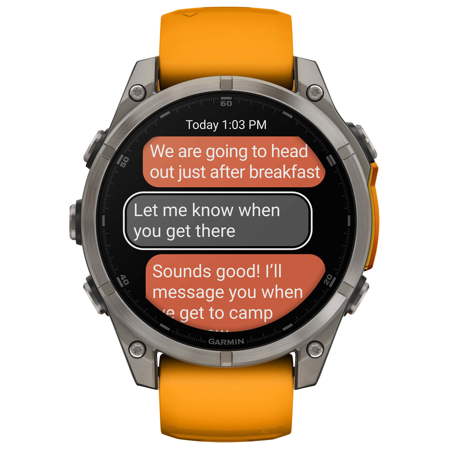 Montre intelligente multisport Bluetooth vitre saphir AMOLED fēnix 8 de 47 mm de Garmin - Orange/Graphite/Gris carbone